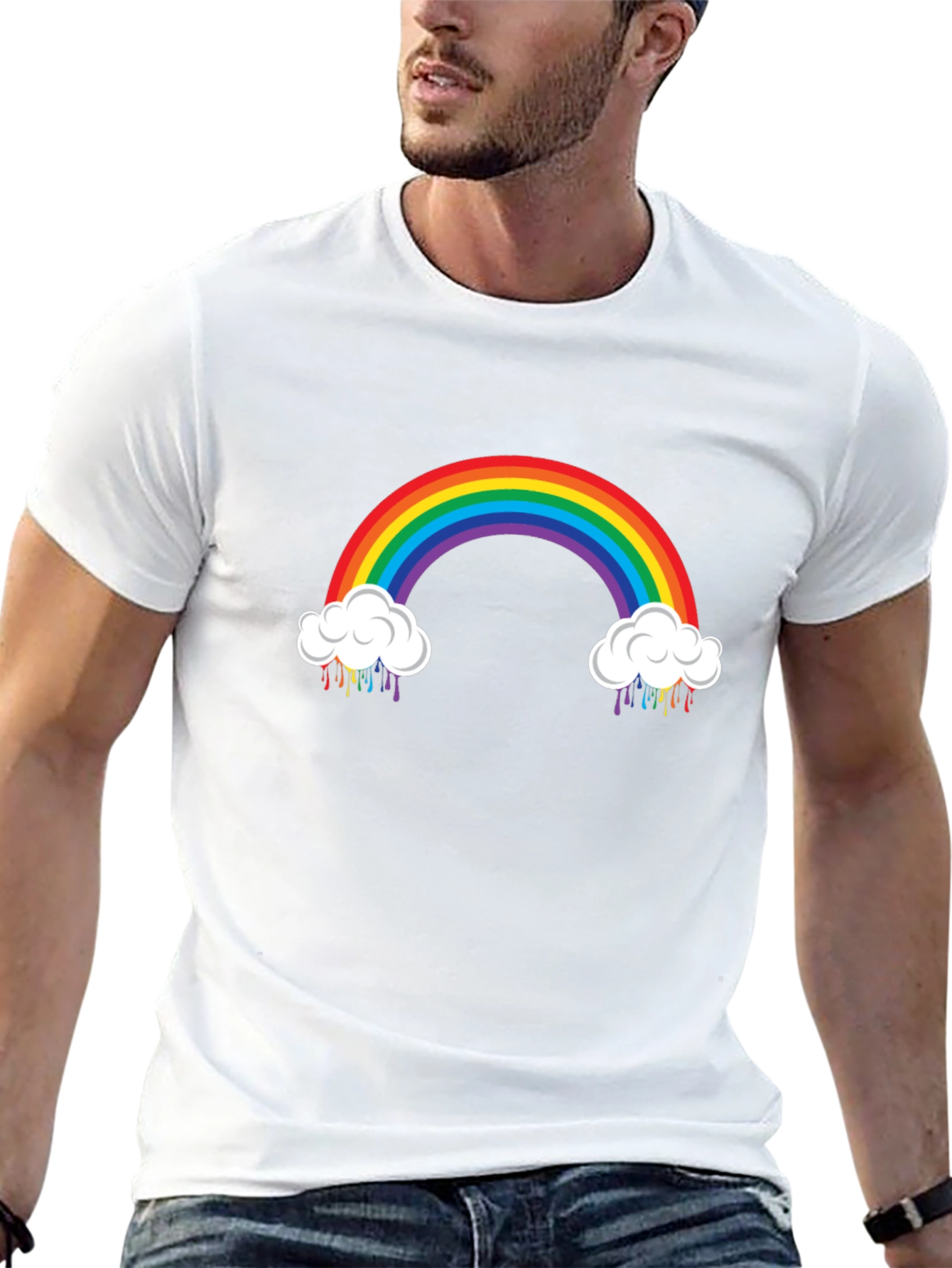 Rainbow Cloud Graphic Black T-Shirt
