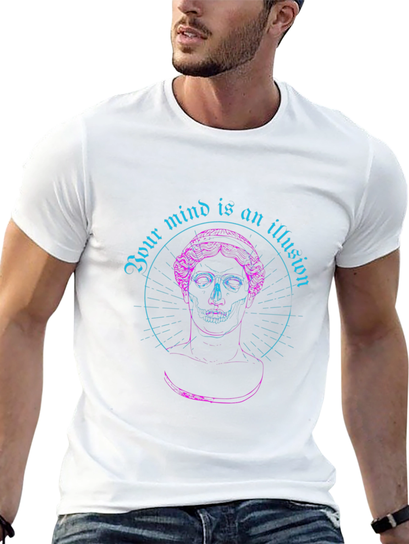 Illusion Mind Graphic T-Shirt - Skull Statue Art
