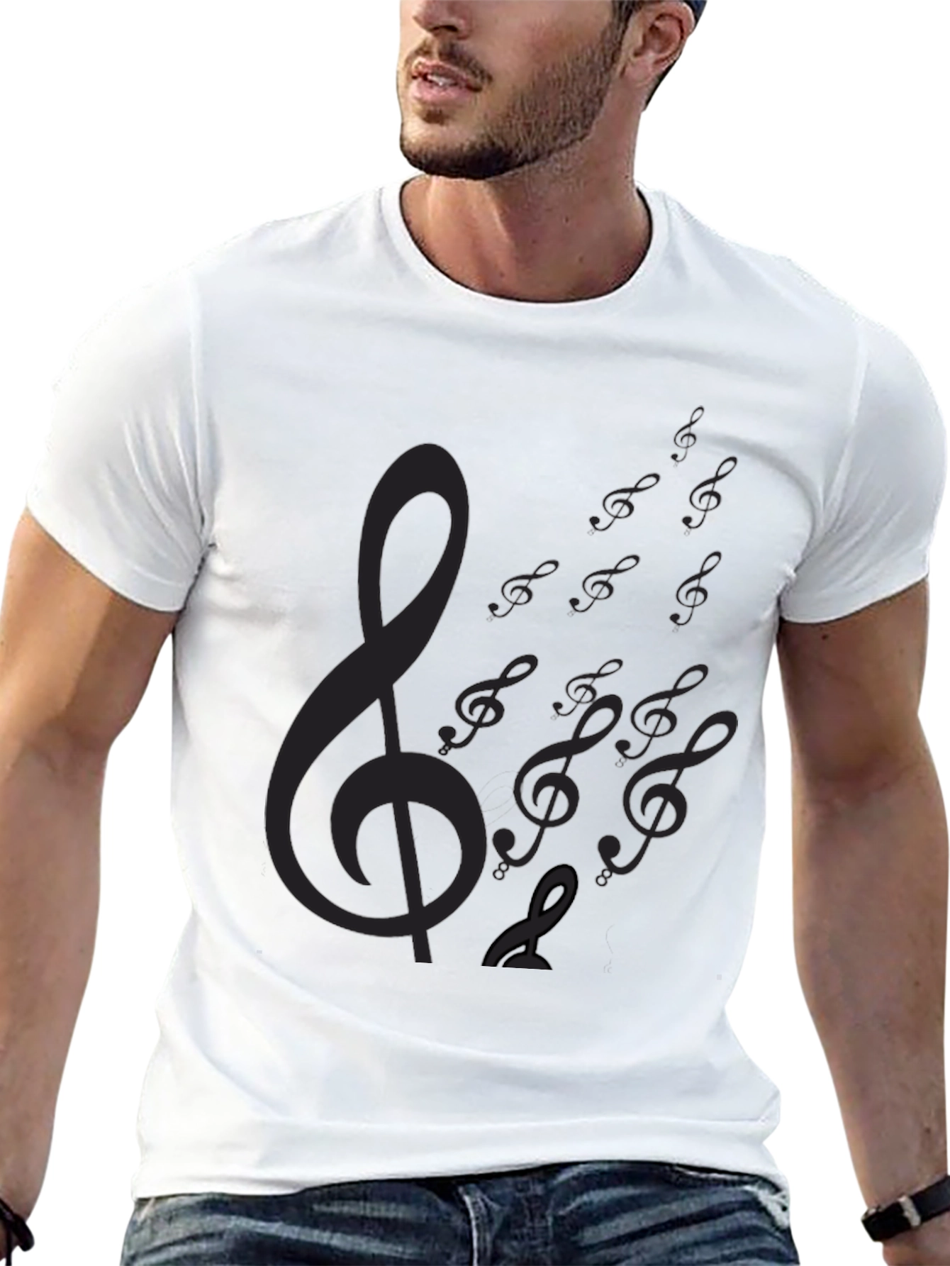 Mens Black Music Note Graphic Tee