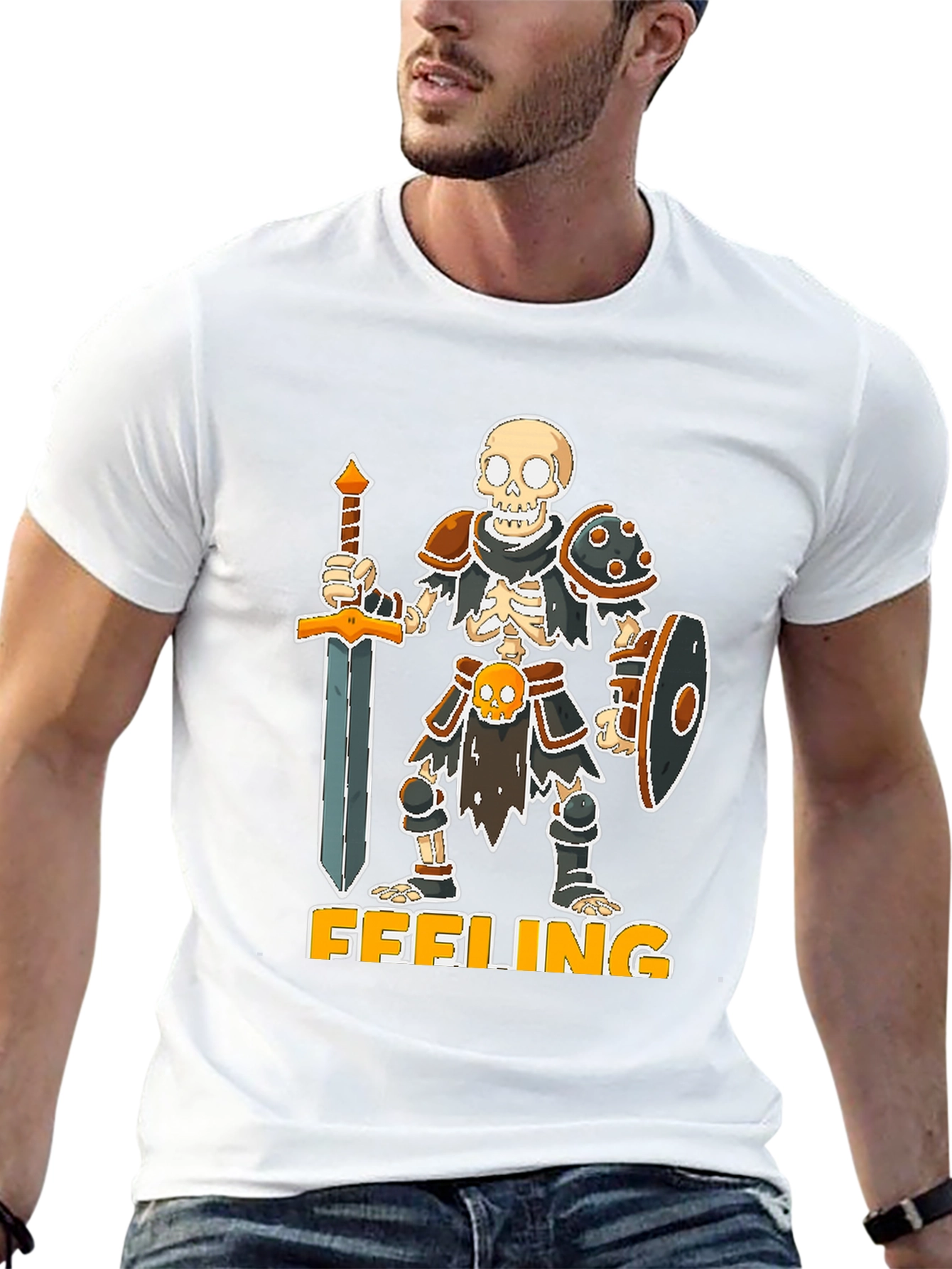 Feeling Undead Skeleton Warrior Graphic Tee