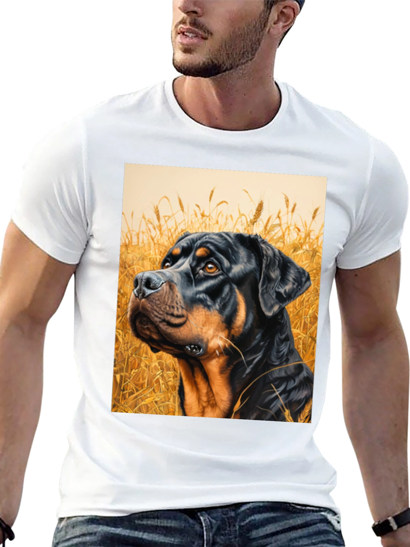 Rottweiler Dog Art Black T-Shirt