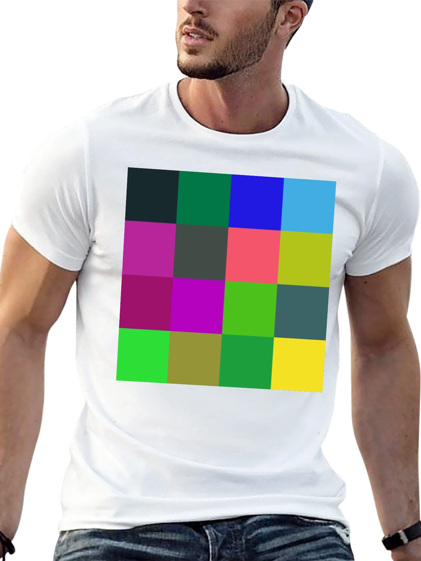 Geometric Squares Black T-Shirt - Abstract Design