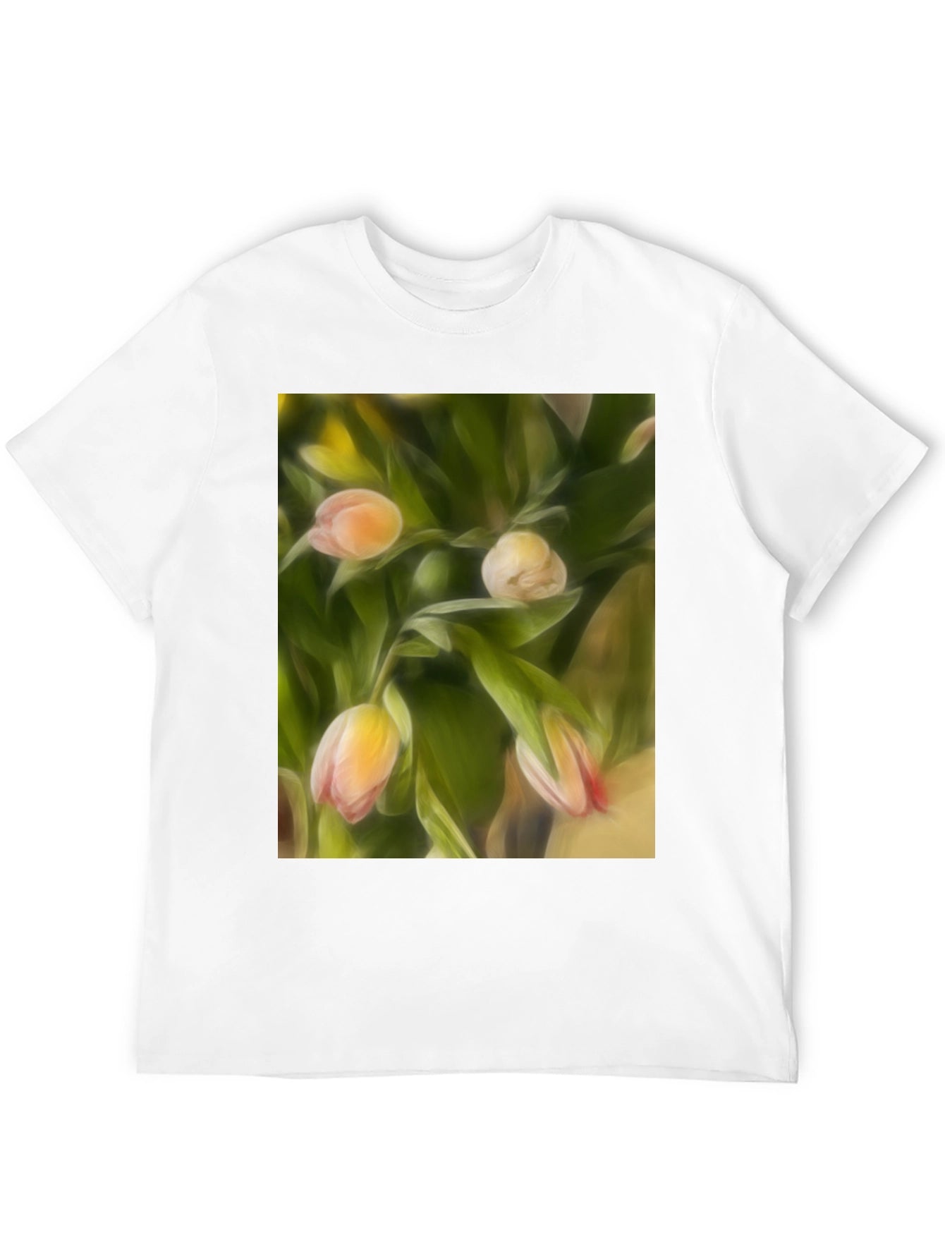 Floral Print Graphic Tee - Artistic Tulip Design