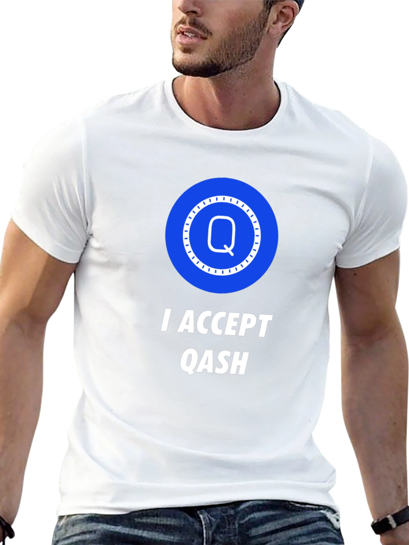 I Accept Qash T-Shirt - Black Crew Neck Tee