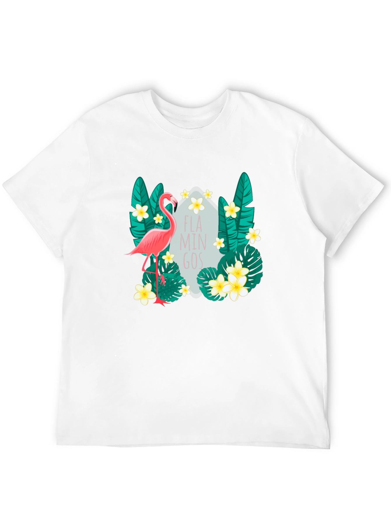 Tropical Flamingo Graphic Tee - Black