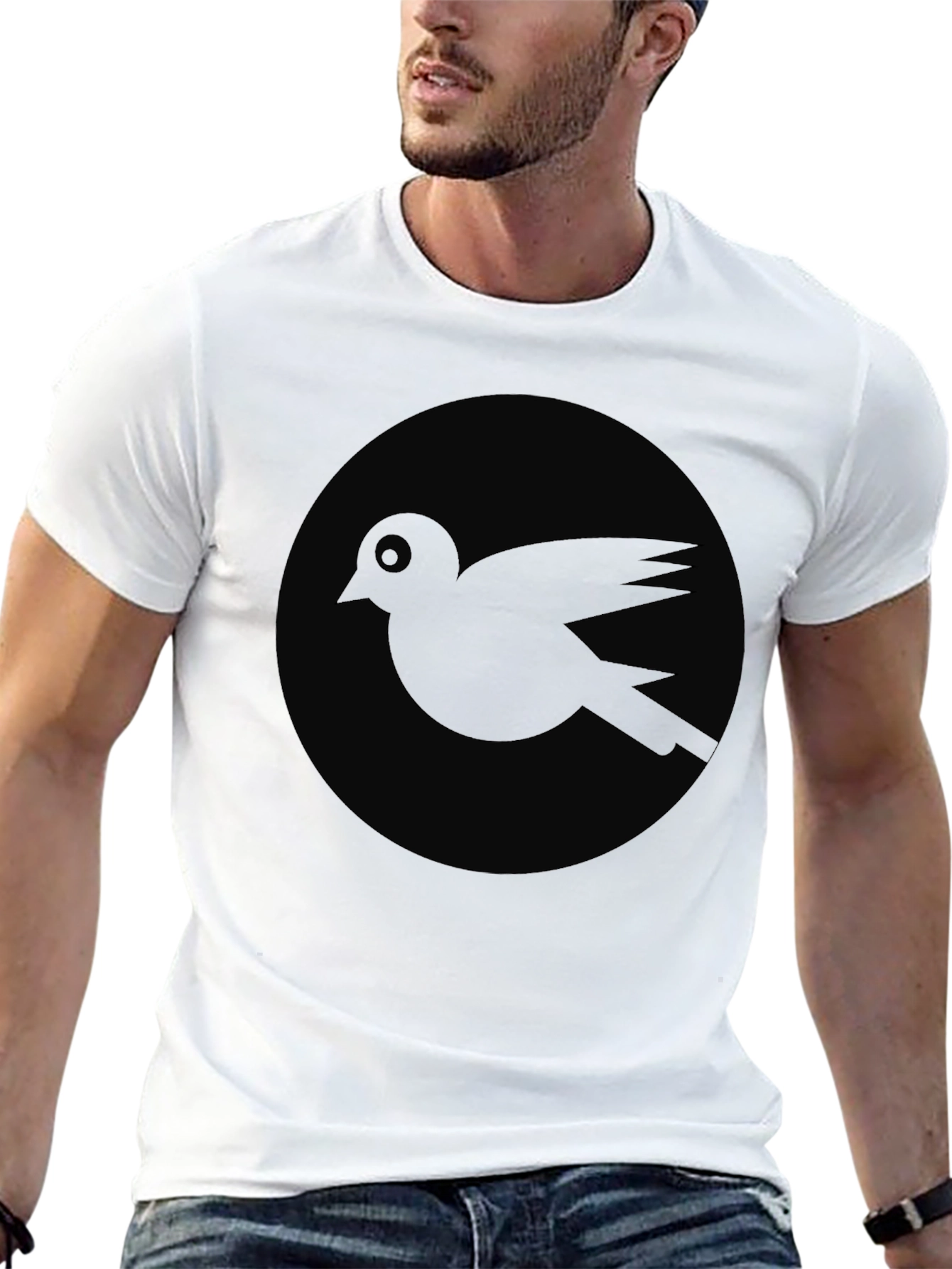 Black Bird Circle Graphic Tee - Casual Comfort