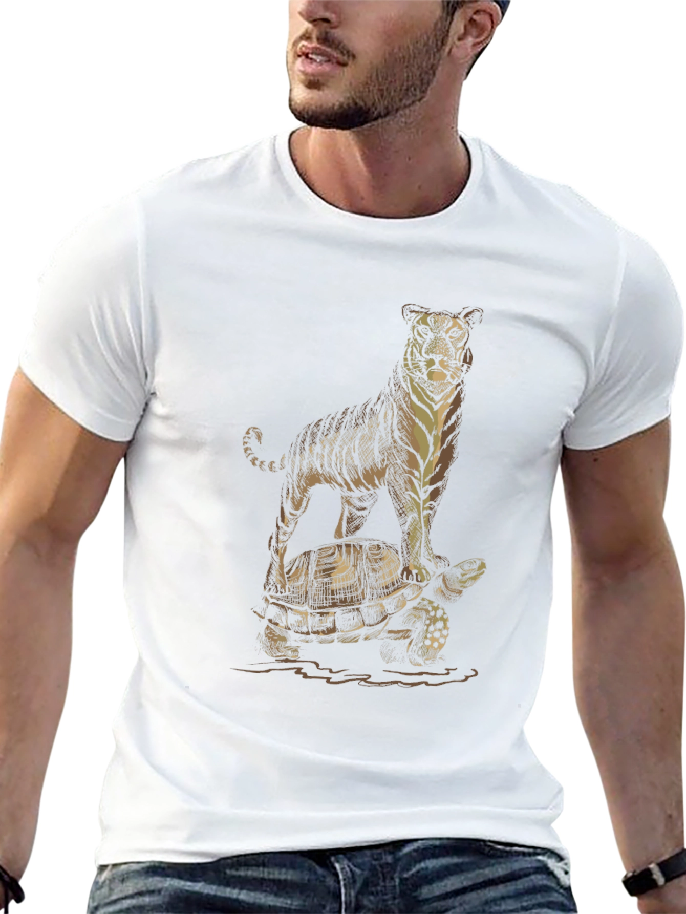 Tiger Riding Turtle Graphic Tee