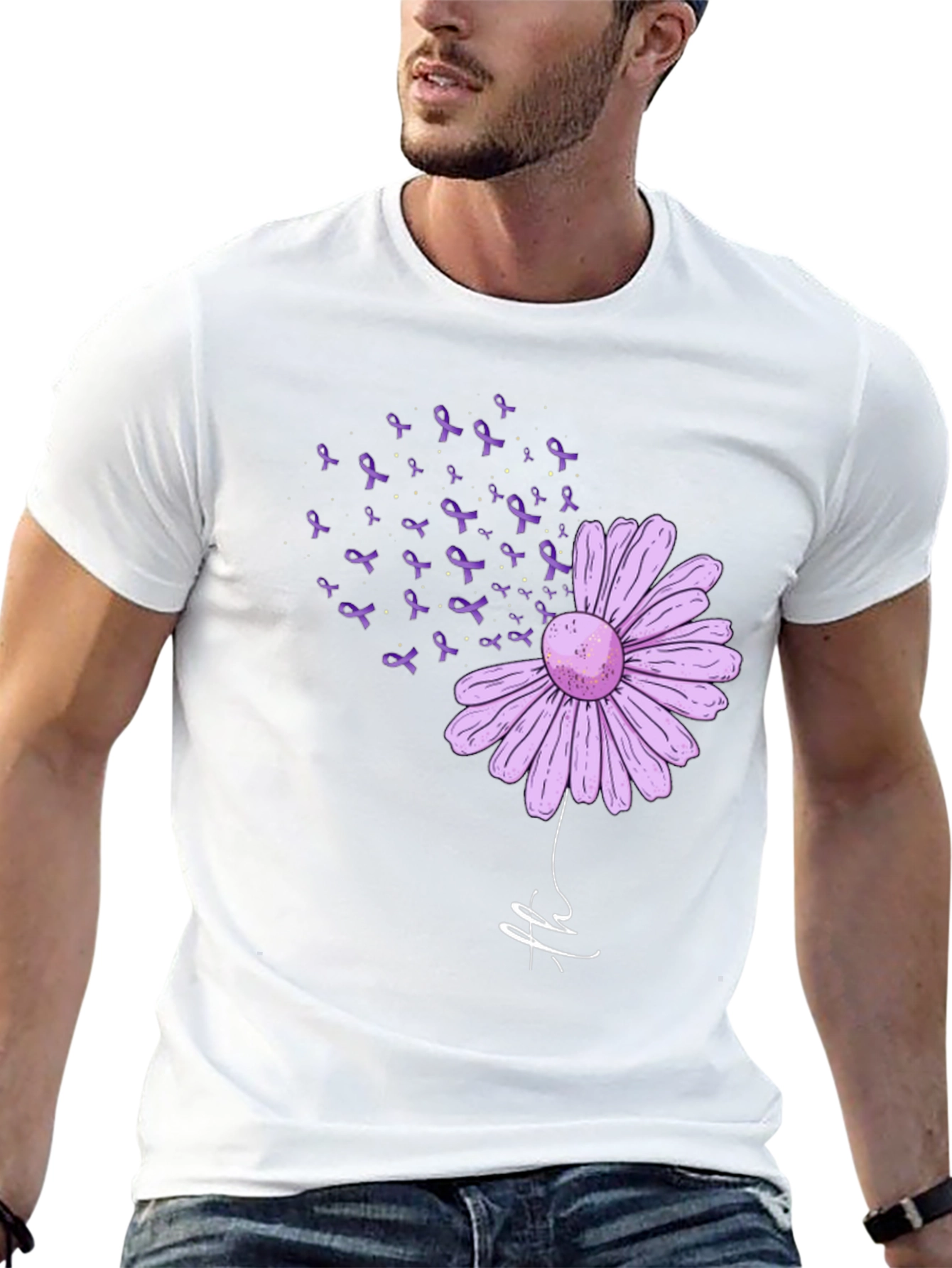 Purple Ribbon Daisy T-Shirt - Awareness & Support