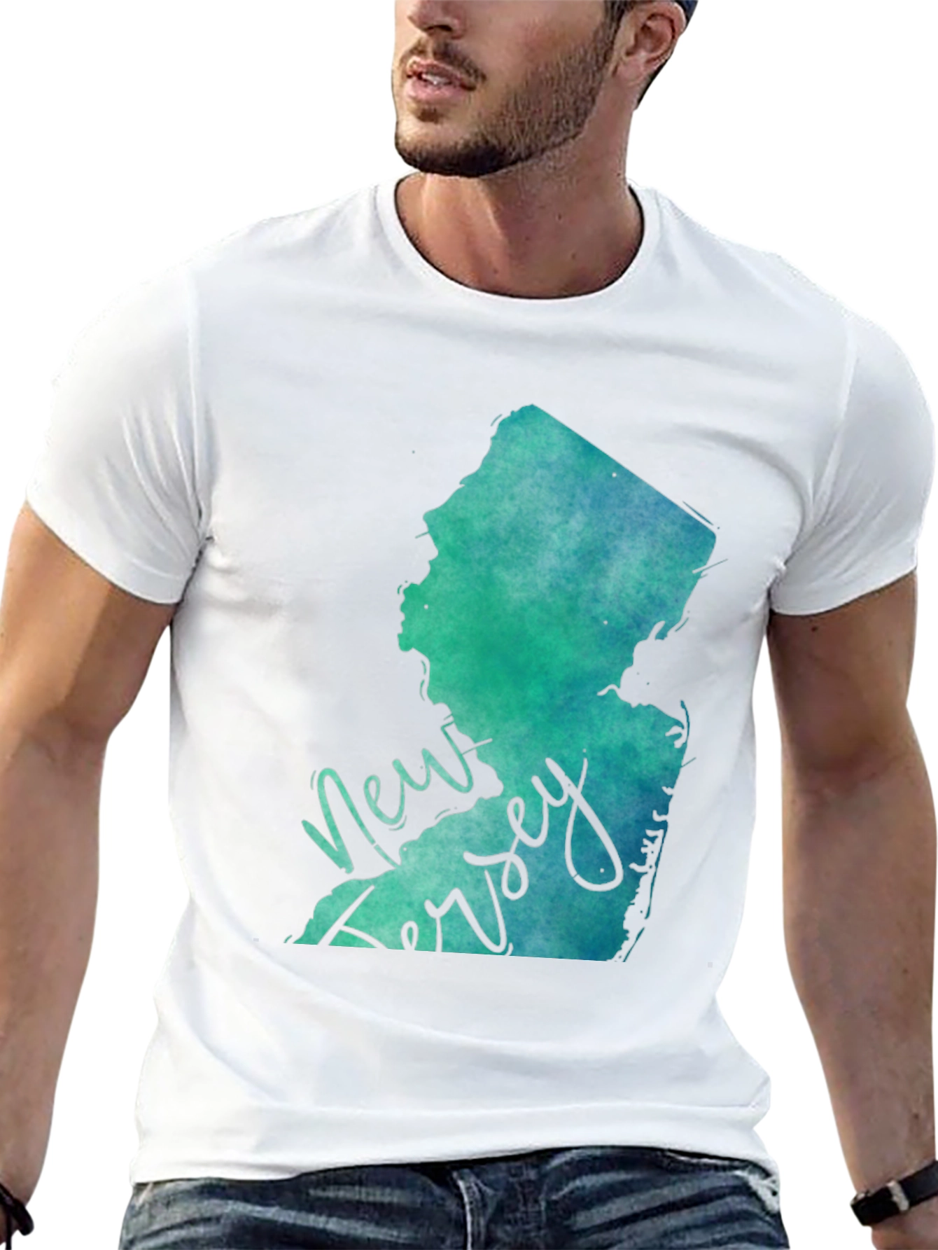 New Jersey State Map Graphic Tee - Black