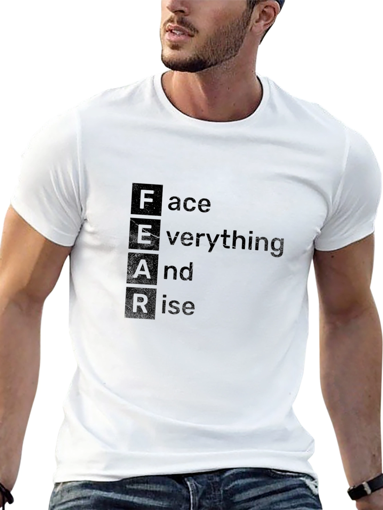 FEAR Face Everything Motivational Black T-Shirt