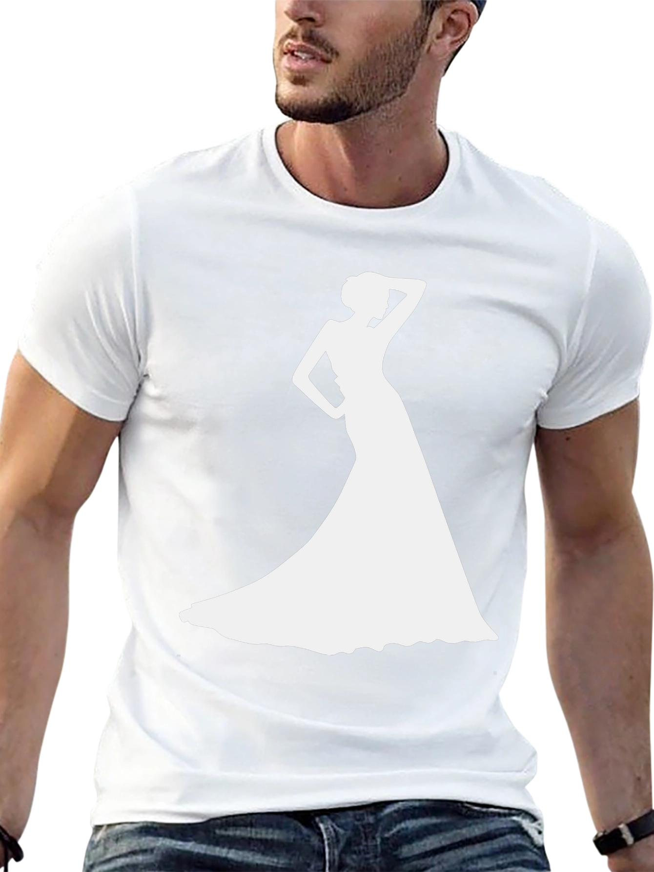 Elegant Woman Silhouette Black T-Shirt