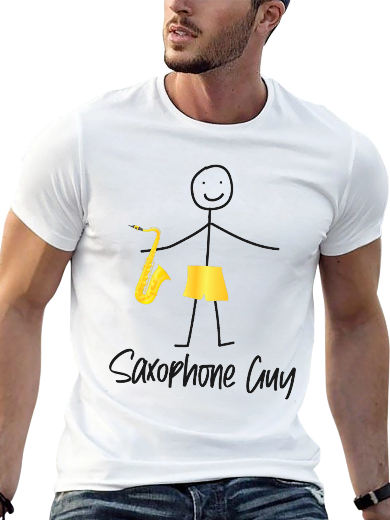 Saxophone Guy Graphic Tee - Black T-Shirt