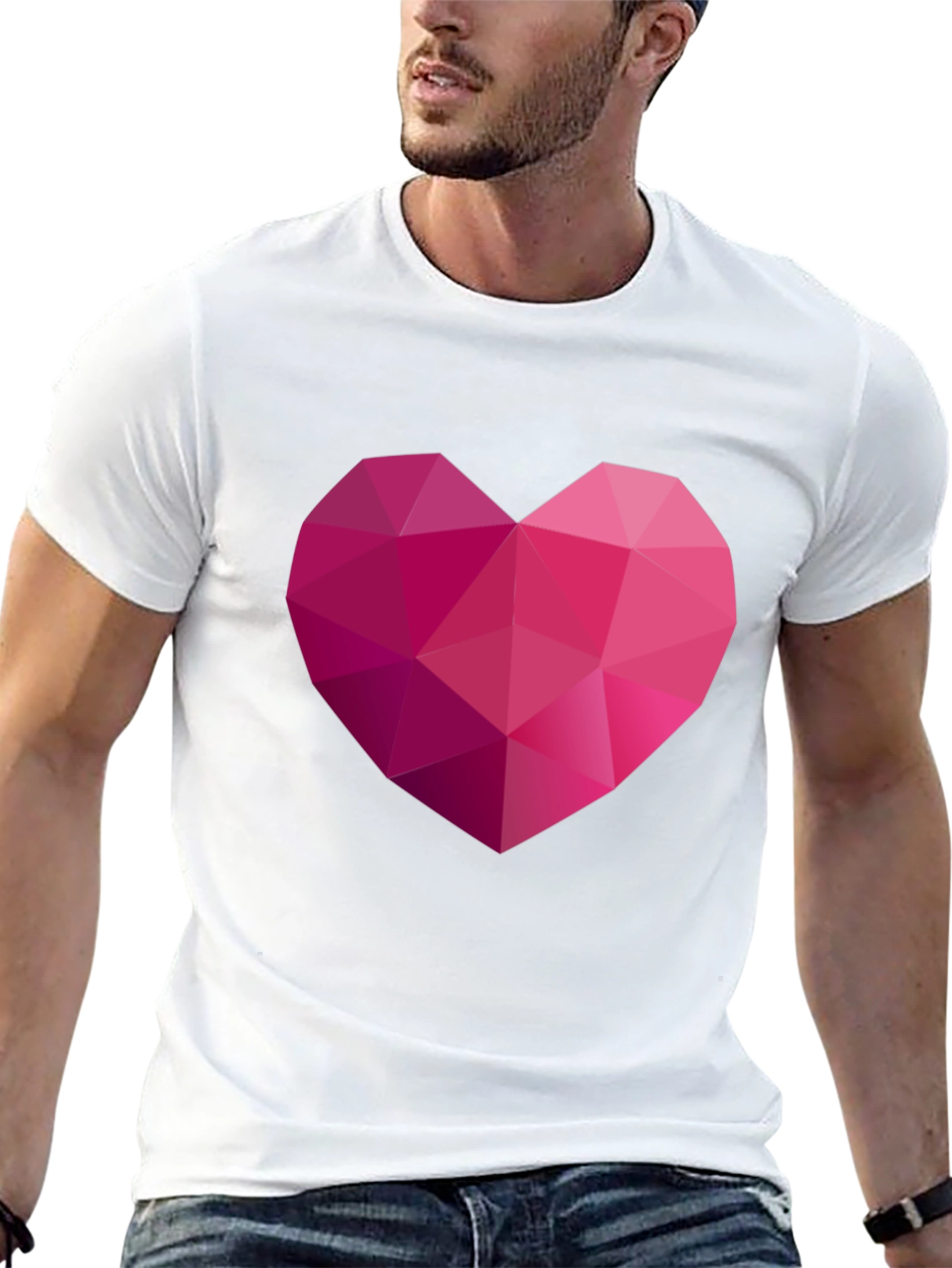 Geometric Heart Graphic Black T-Shirt