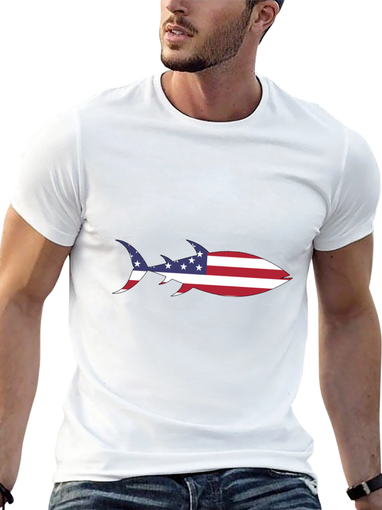 American Flag Shark T-Shirt