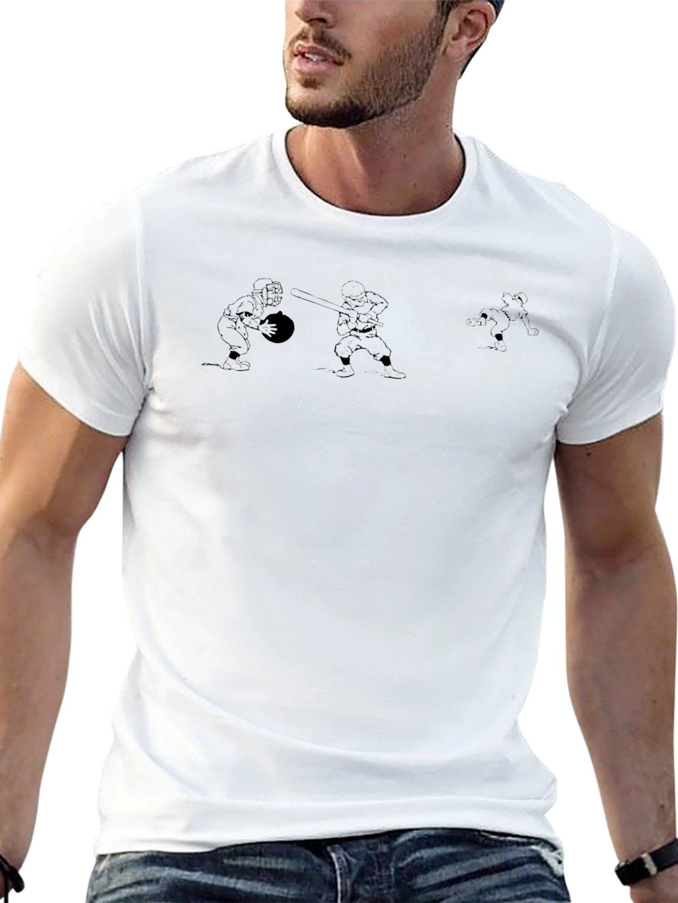 Black Graphic Print Crew Neck Tee