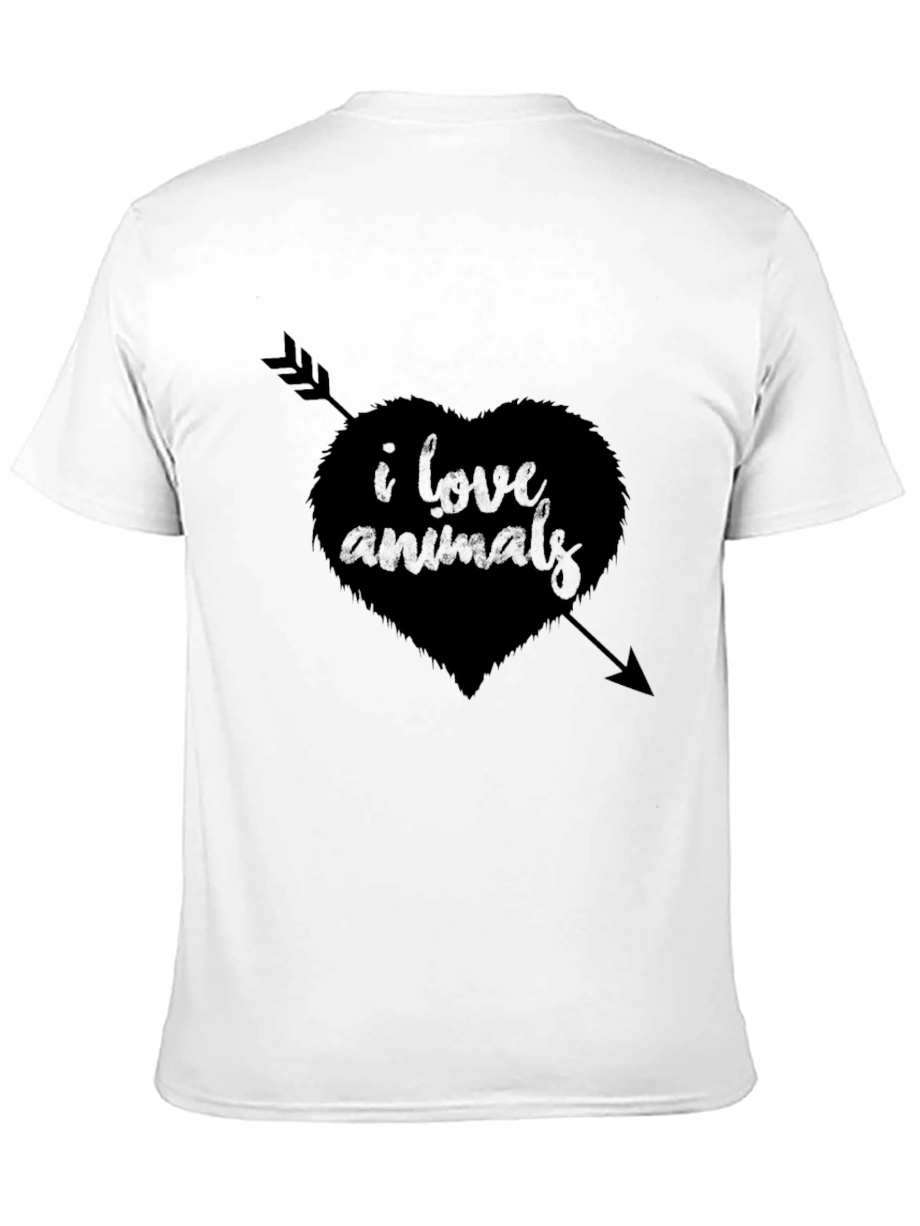 I Love Animals Heart Arrow Graphic Tee - Black