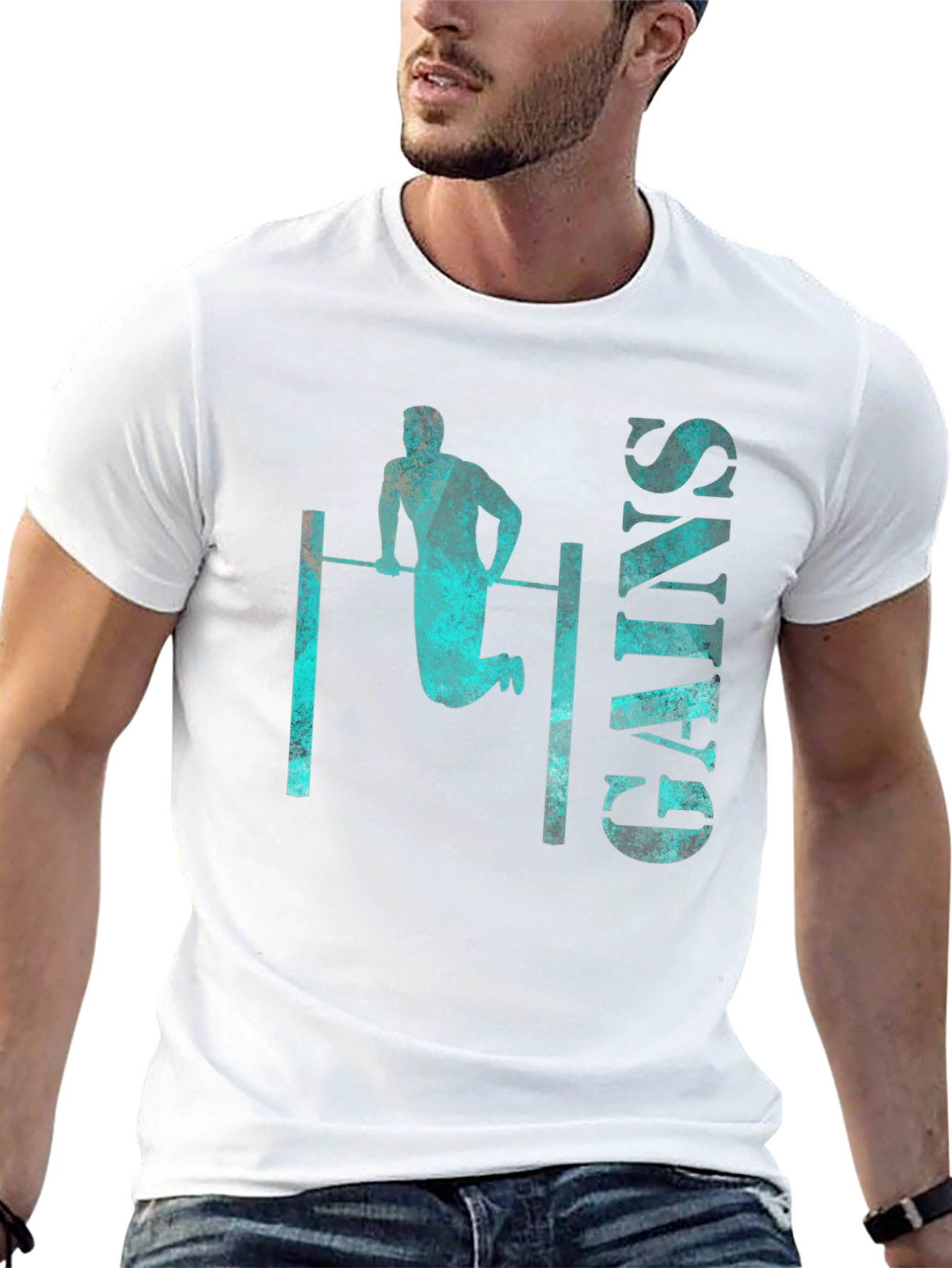 Gains Graphic Tee - Workout Fitness Shirt