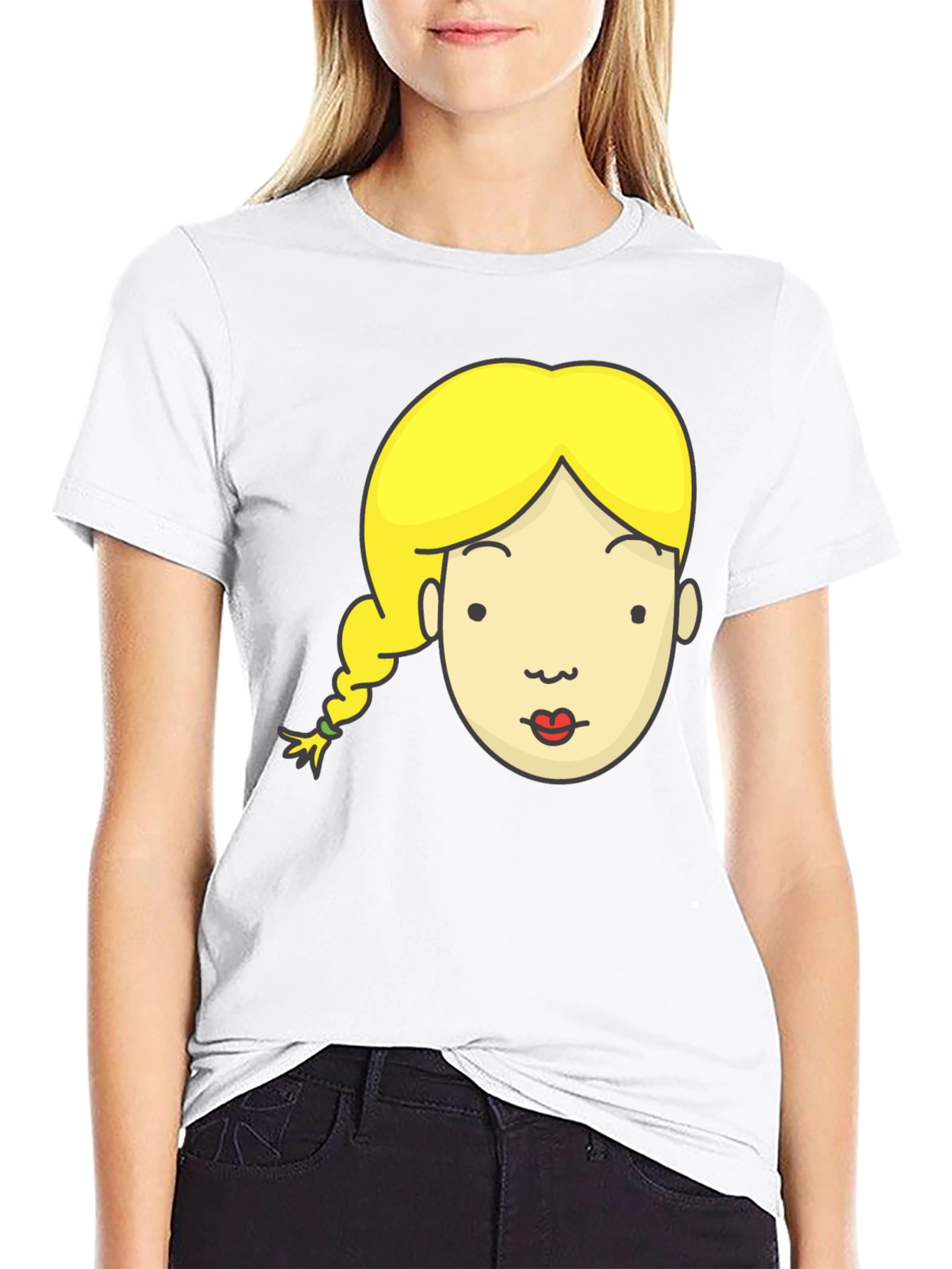 Cartoon Girl Graphic Black T-Shirt