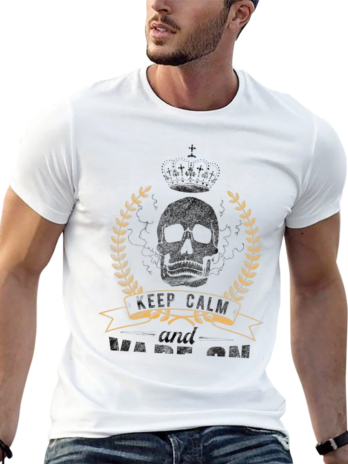 Skull Crown Keep Calm Mens Graphic Tee
