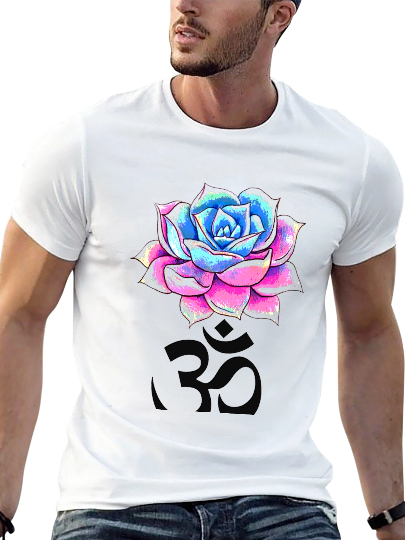 Floral Om T-Shirt - Mens Black Graphic Tee
