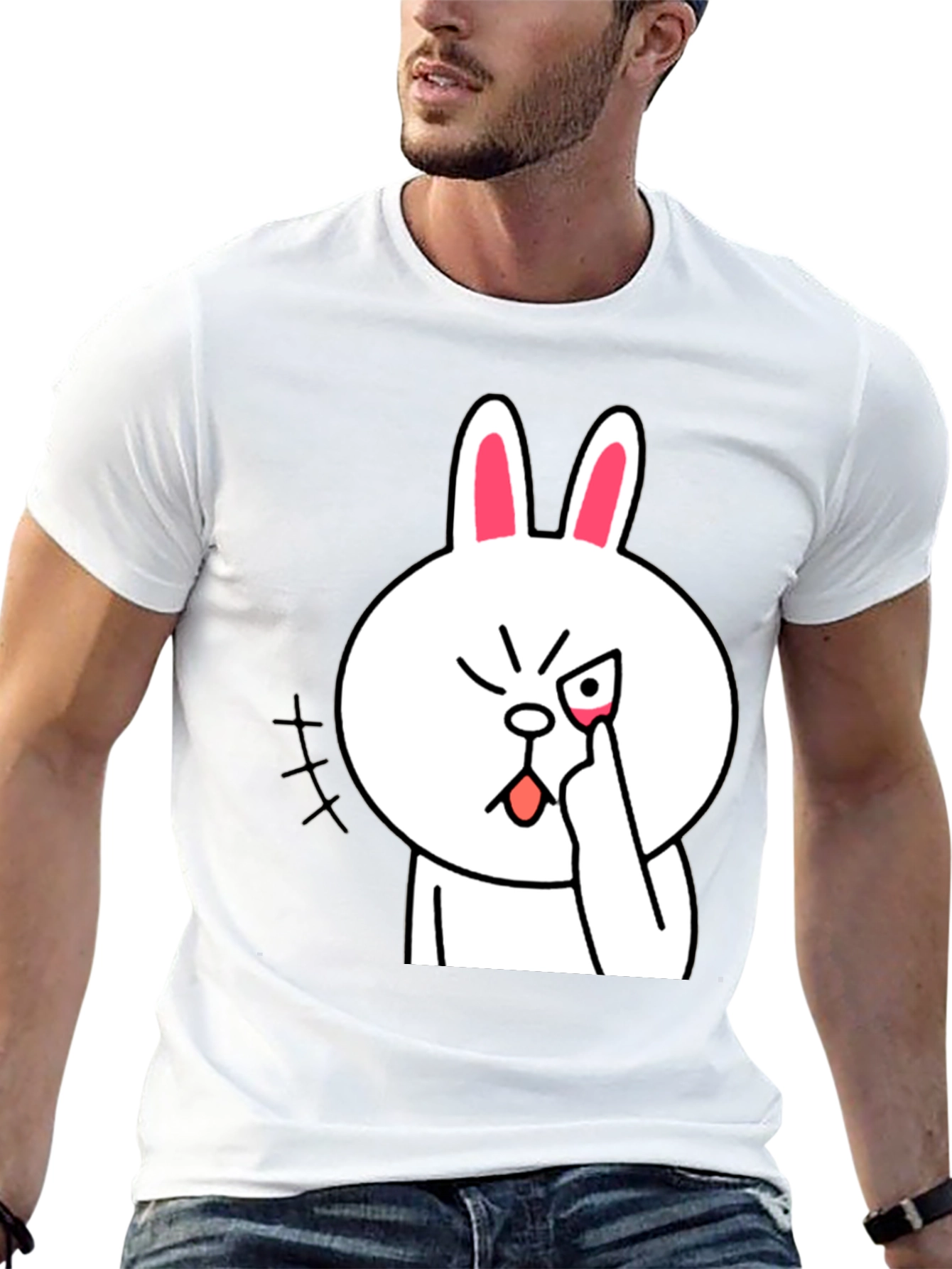 Funny Cartoon Rabbit Graphic T-Shirt