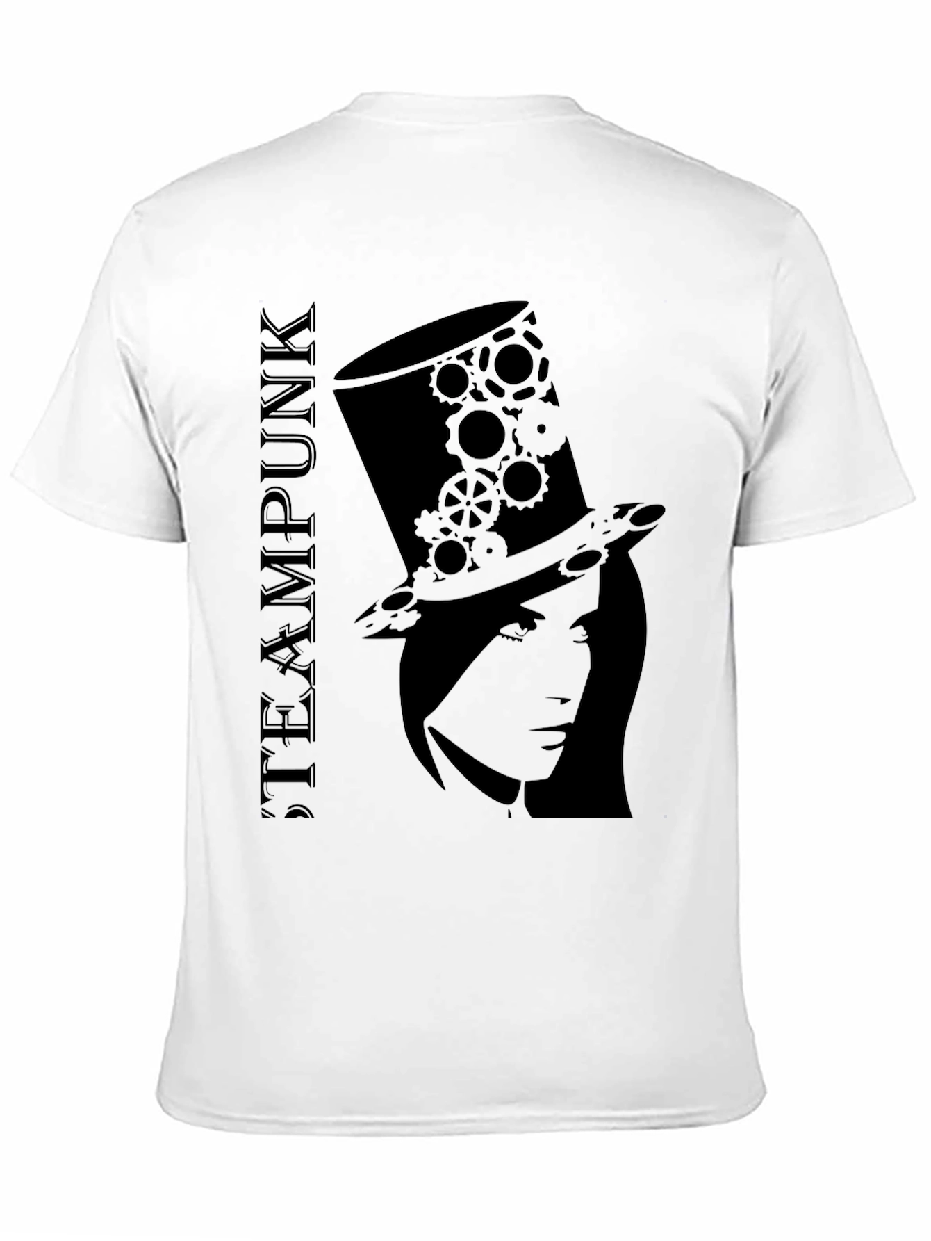 Steampunk Top Hat Woman Black T-Shirt