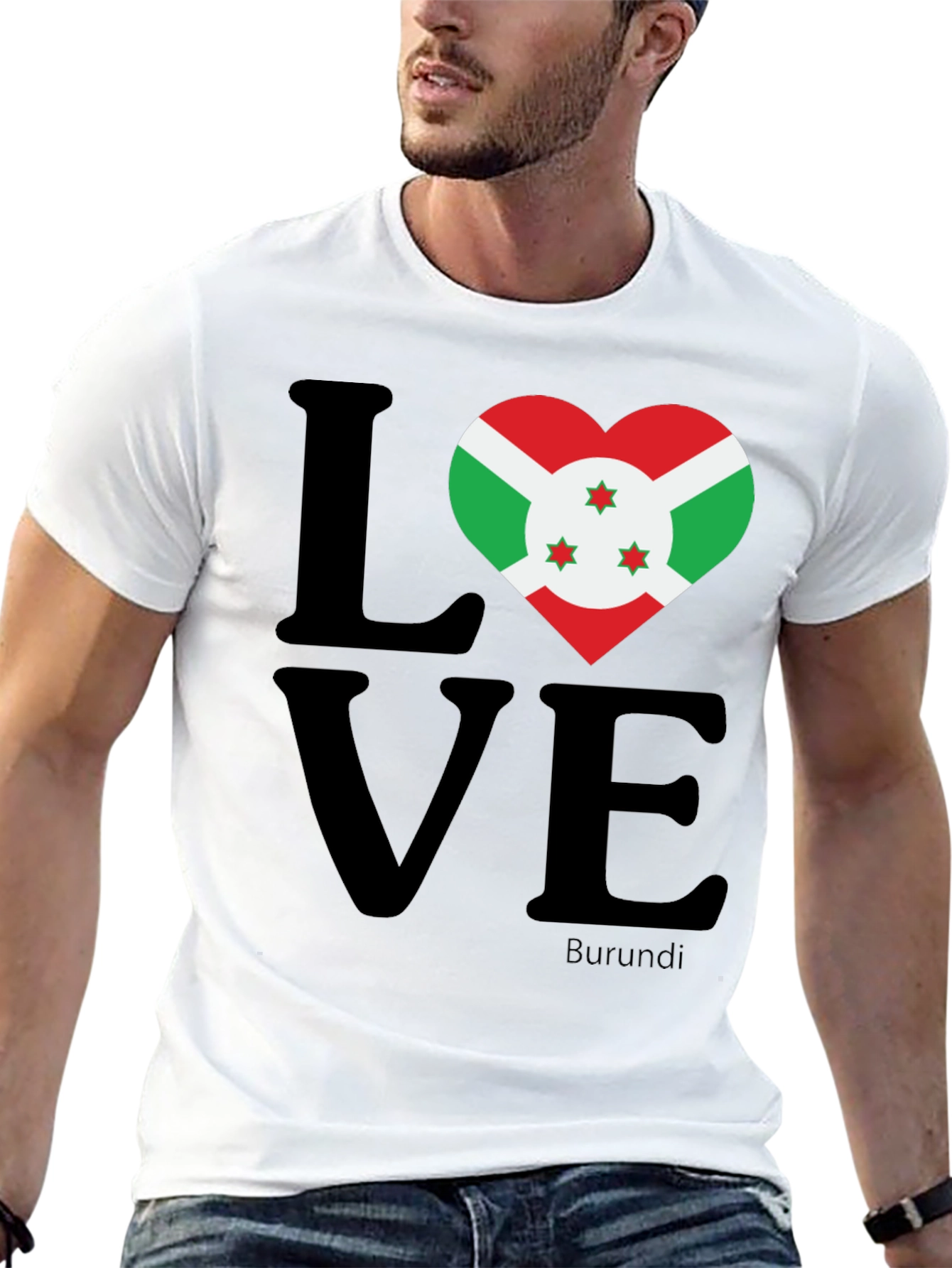 Burundi Flag Heart LOVE Graphic T-Shirt