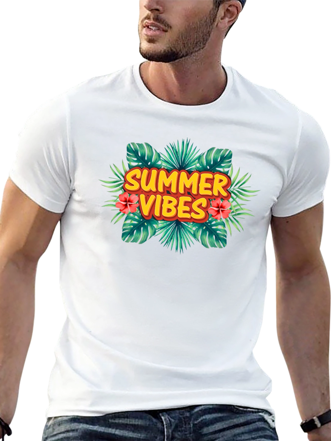 Summer Vibes Tropical Graphic T-Shirt