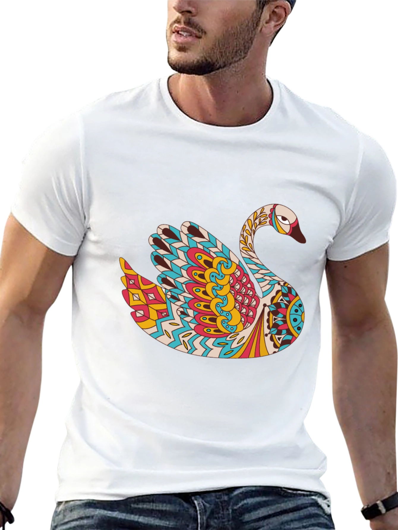 Swan Mandala Graphic Print Tee