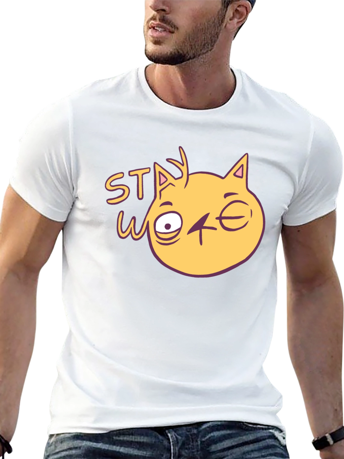 Stay Woke Cat Graphic T-Shirt