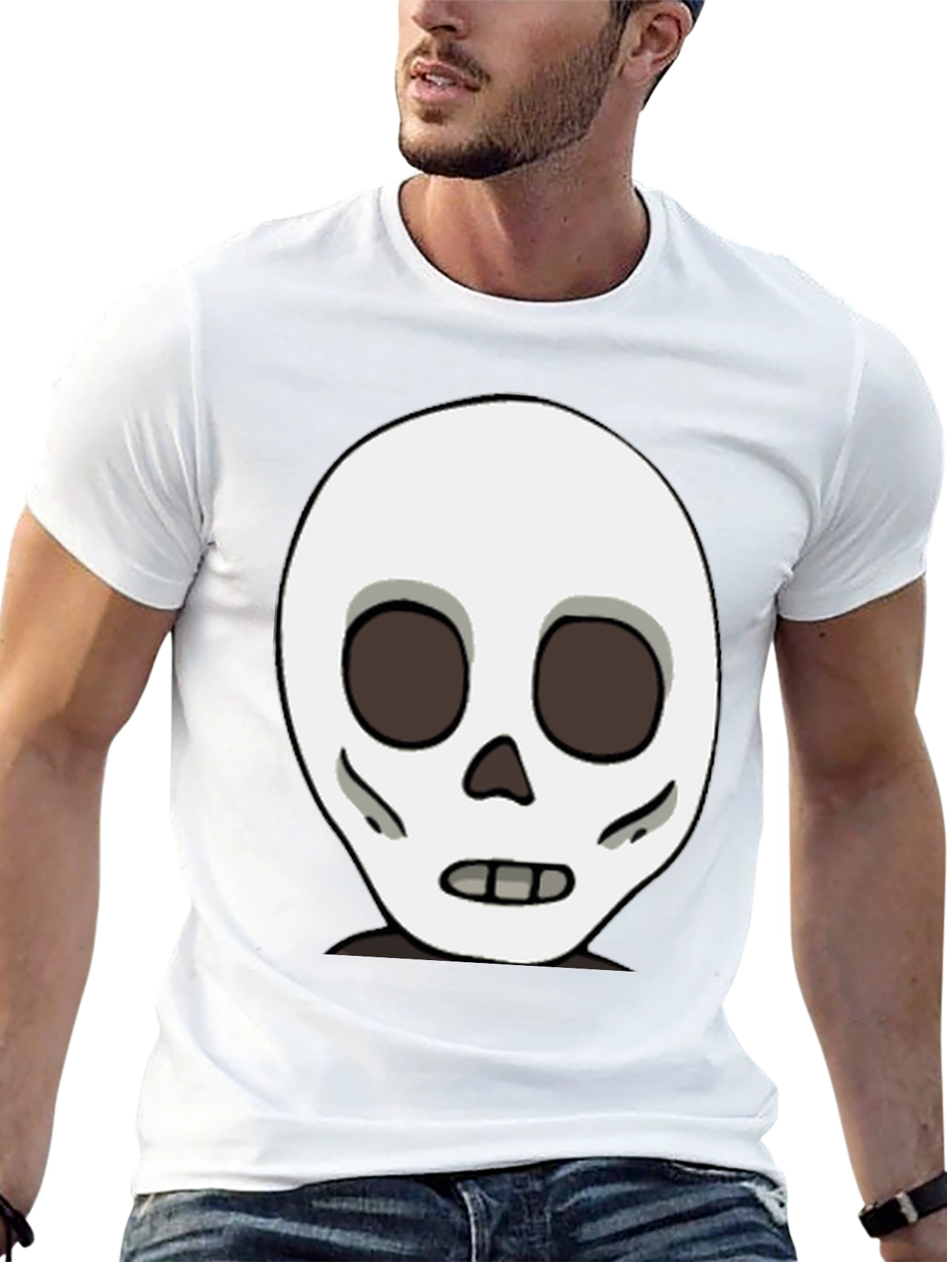 Skull Graphic Black T-Shirt - Cartoon Skeleton Design
