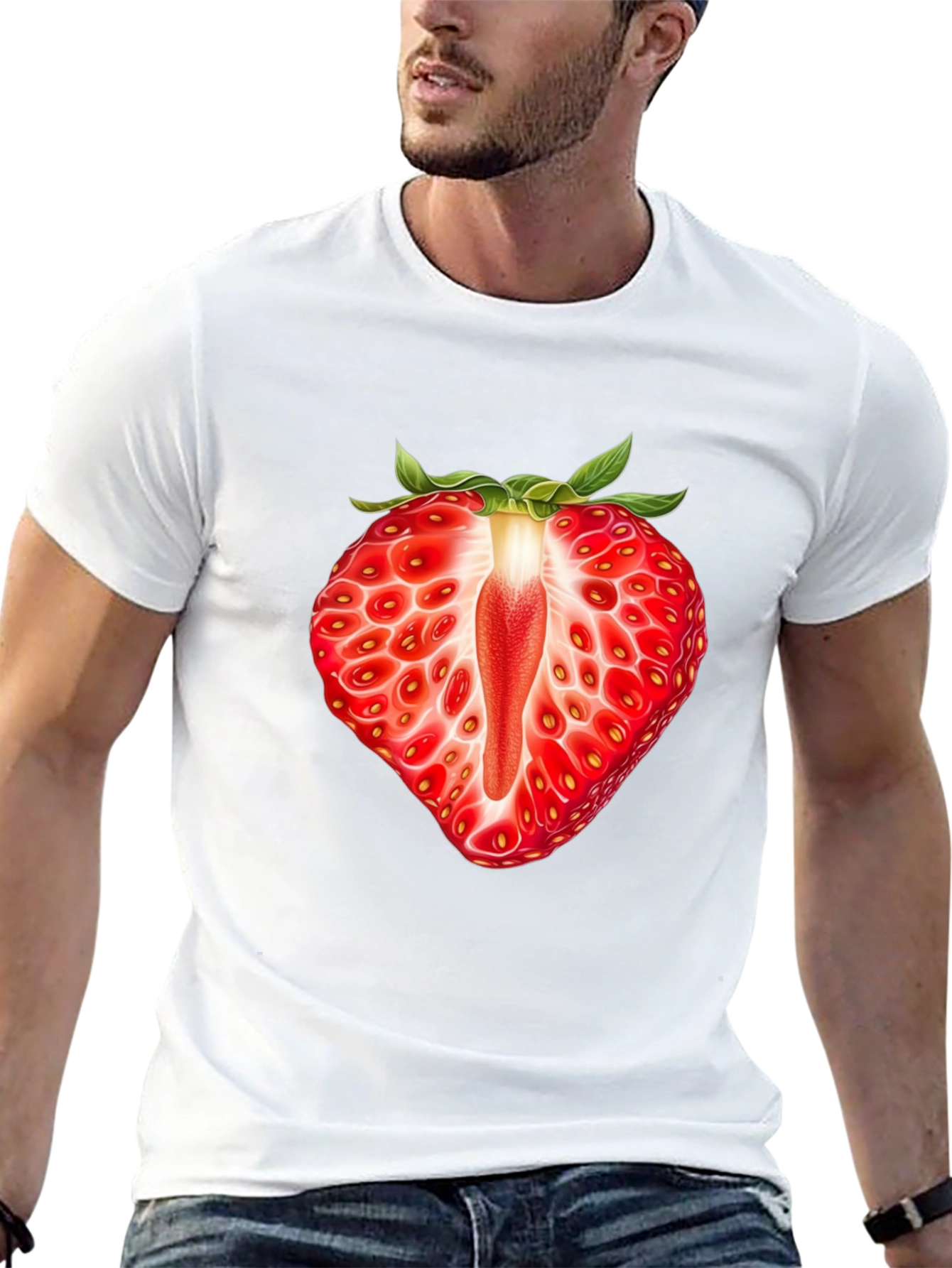 Strawberry Slice Graphic T-Shirt - Unisex Black Tee