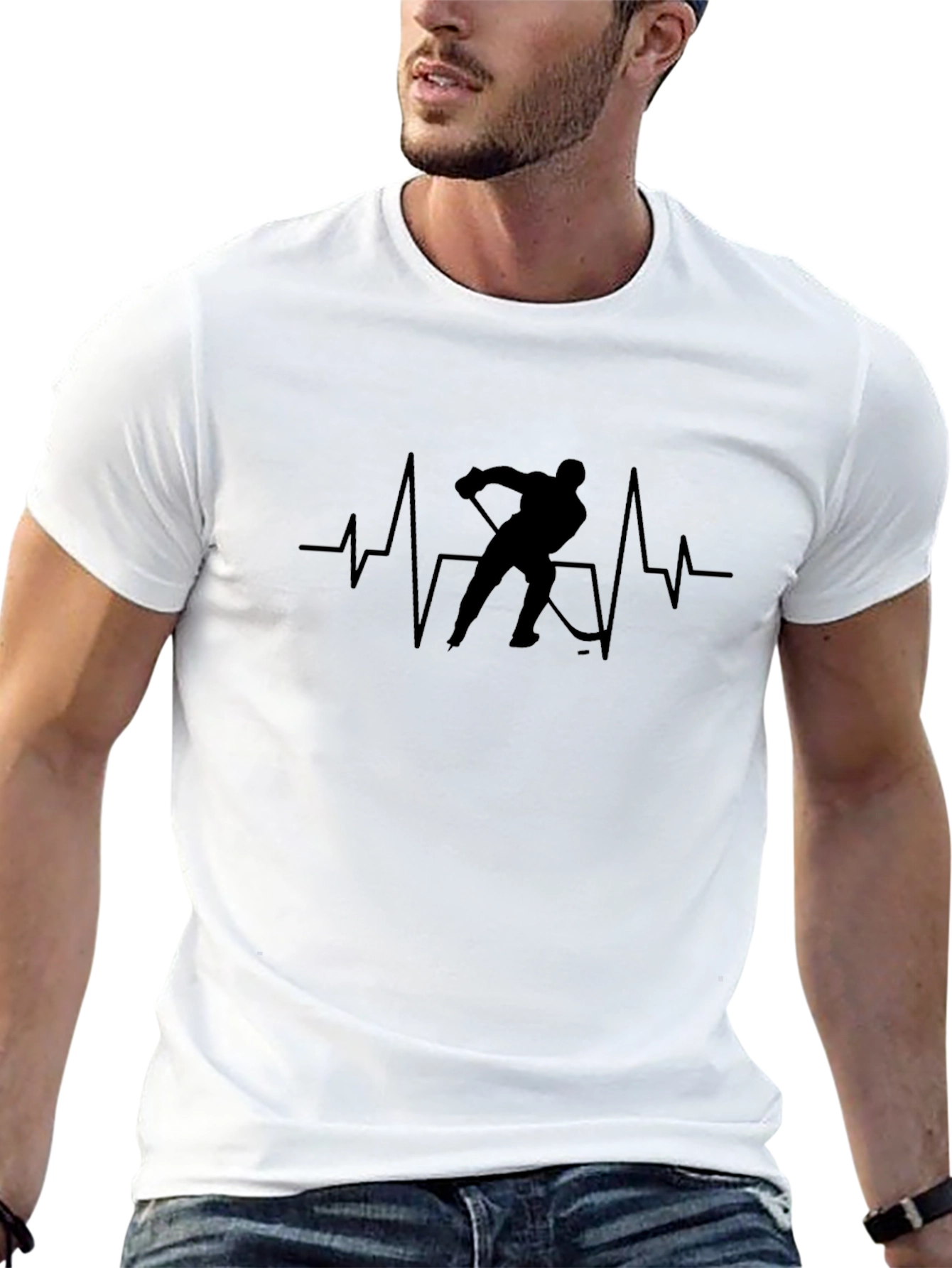 Hockey Heartbeat Graphic T-Shirt - Black