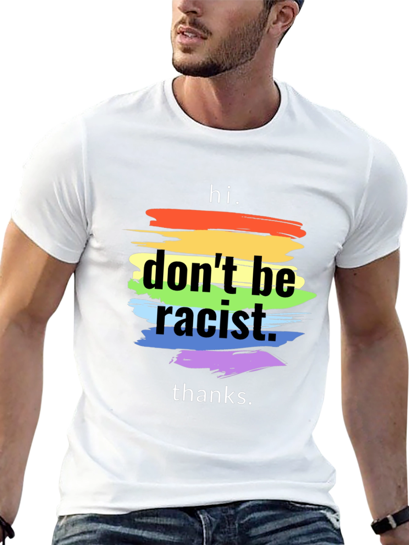 Dont Be Racist T-Shirt - Rainbow Stripe