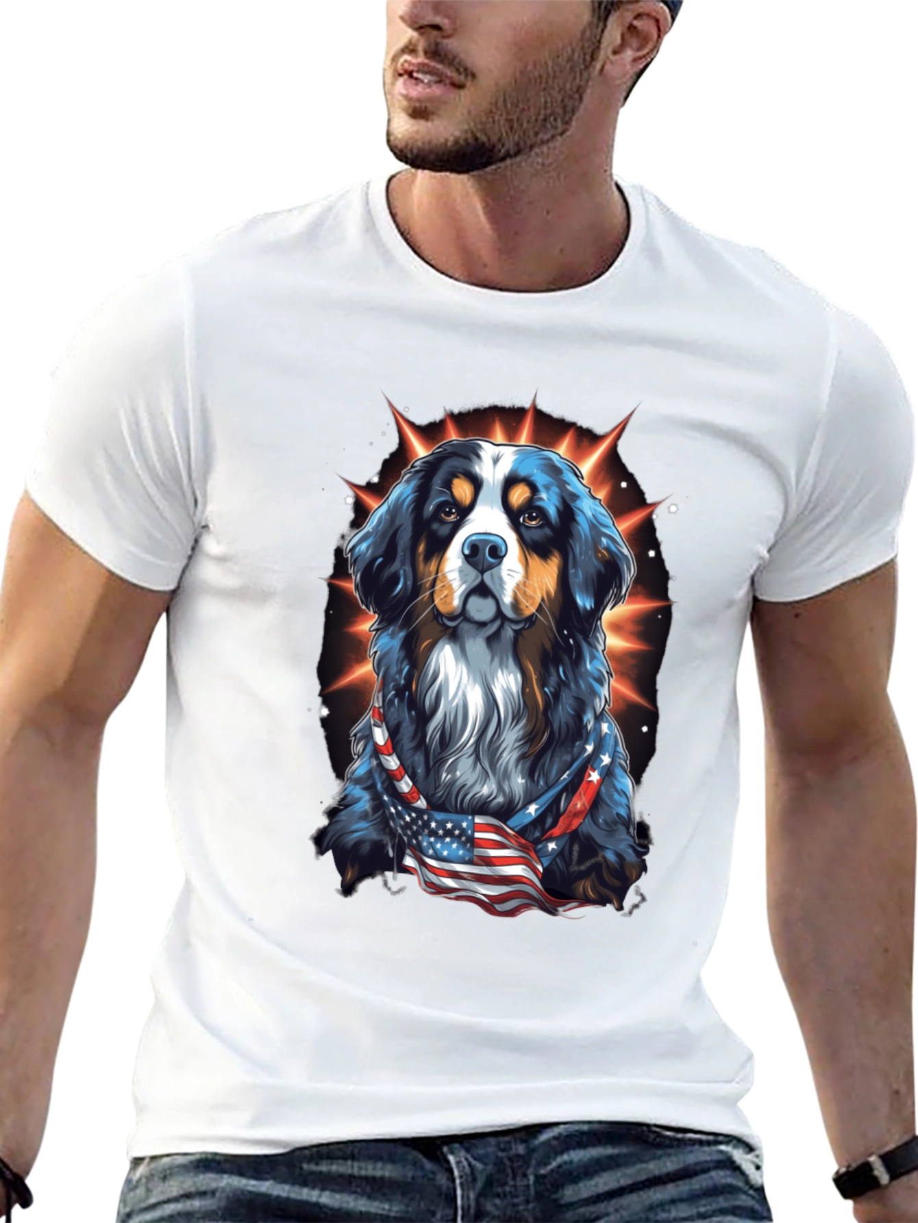 Patriotic Bernese Mountain Dog Graphic Tee