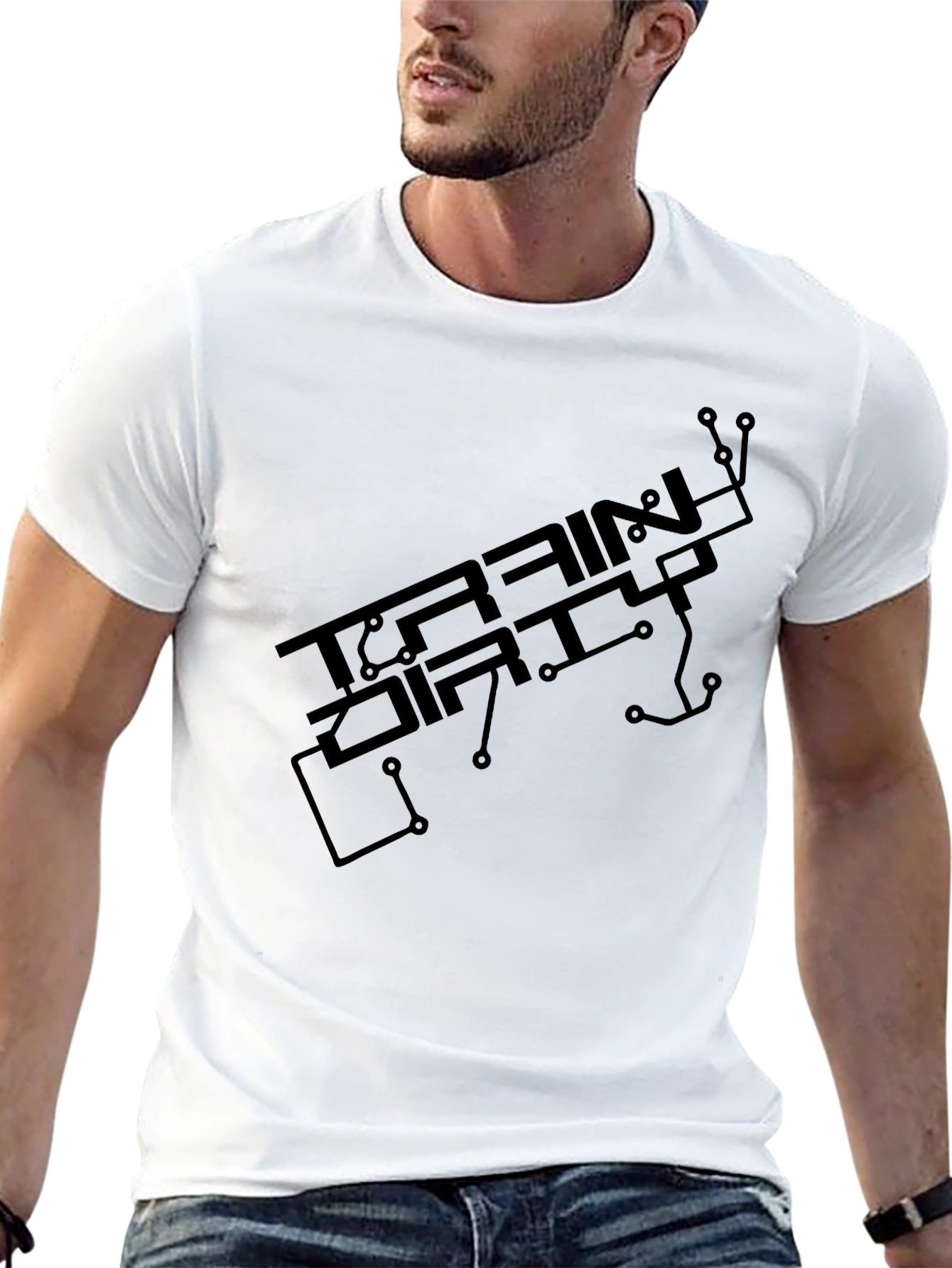 TRAINING DIRTY Graphic Tee - Black Crew Neck