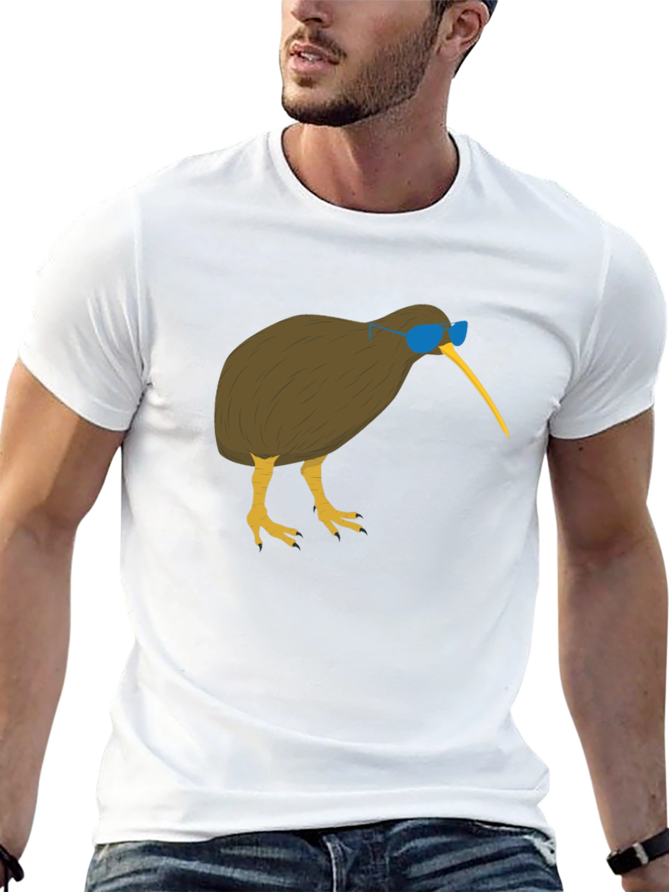Cool Kiwi Bird Graphic Tee - Black Cotton T-Shirt