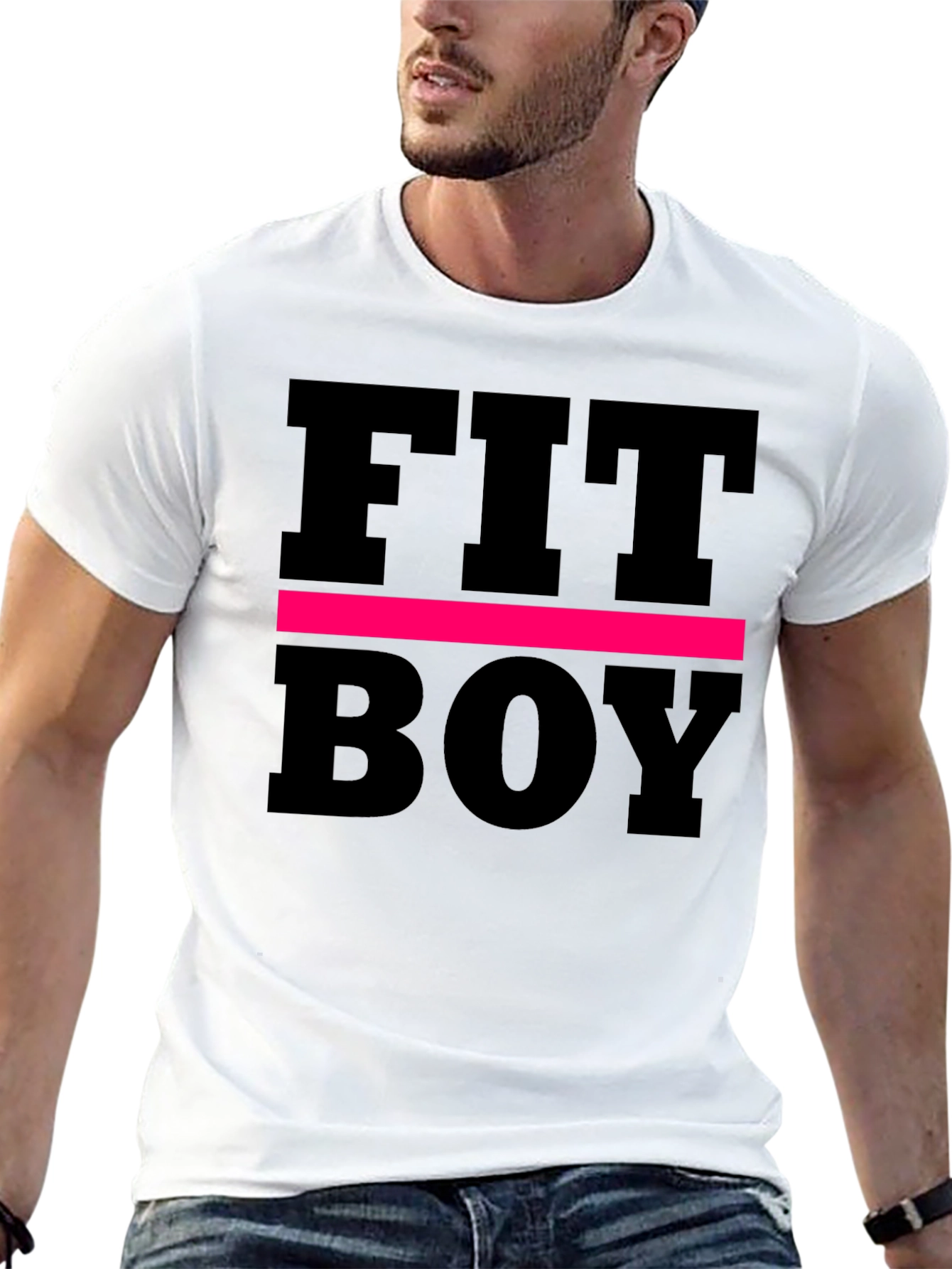 Fit Boy Graphic Tee - Black Cotton T-Shirt