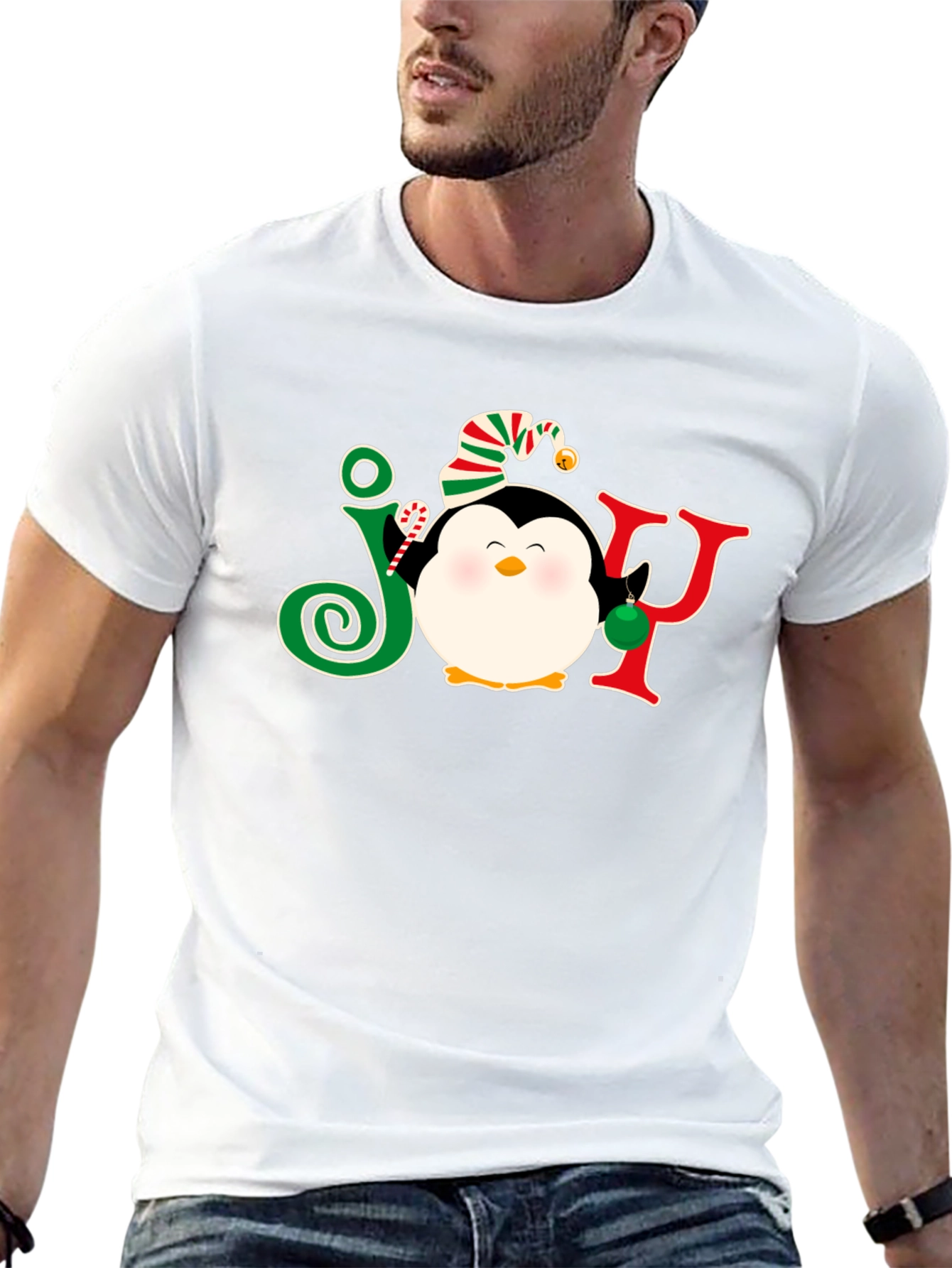 Festive Penguin JOY Christmas T-Shirt
