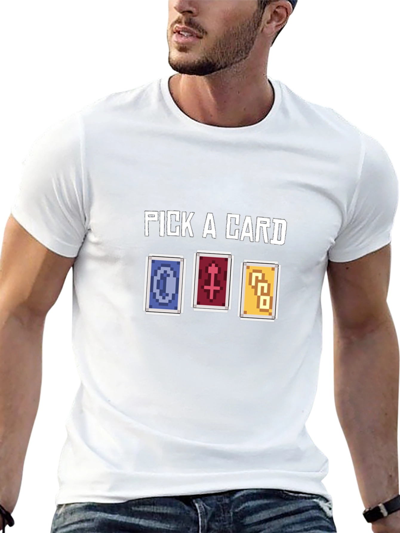 Pick A Card Graphic Tee - Pixelated Tarot Design