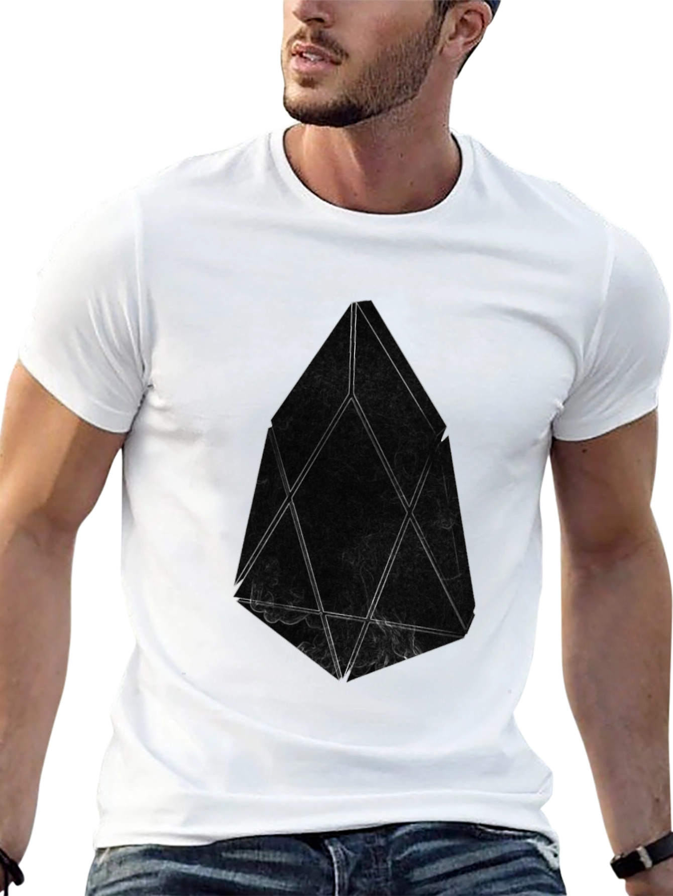 Abstract Geometric Design Black T-Shirt
