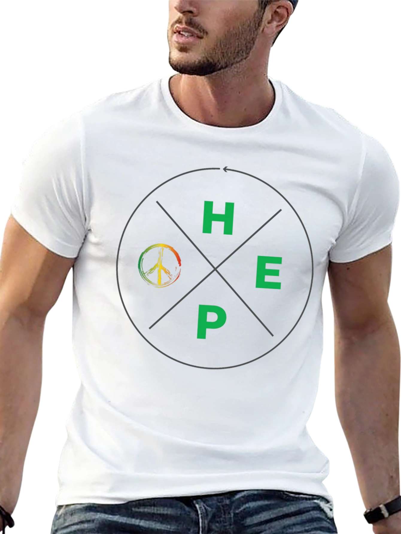 HOPE T-Shirt - Peace Symbol Graphic Print Tee