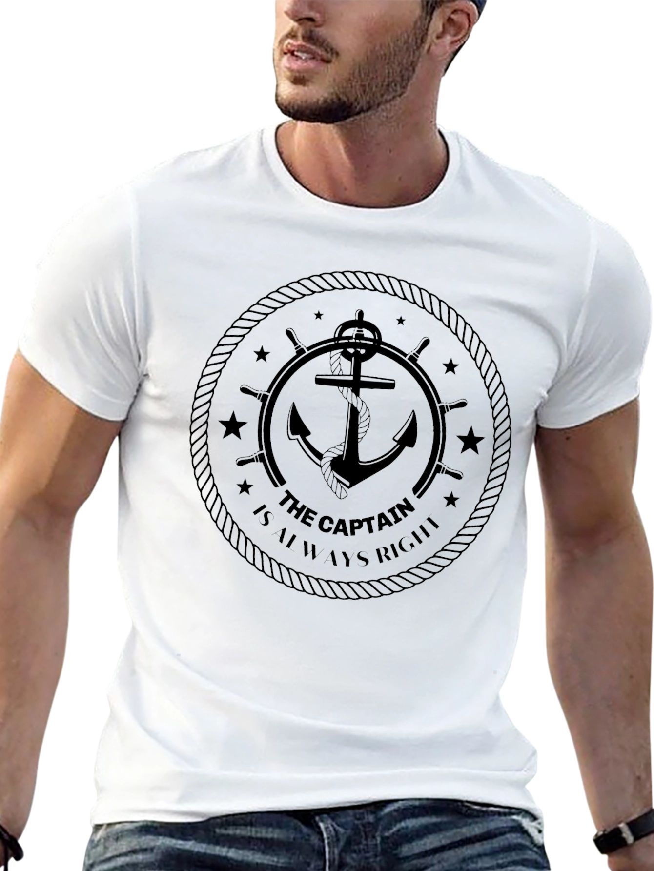 Nautical Anchor T-Shirt - Captain Always Right
