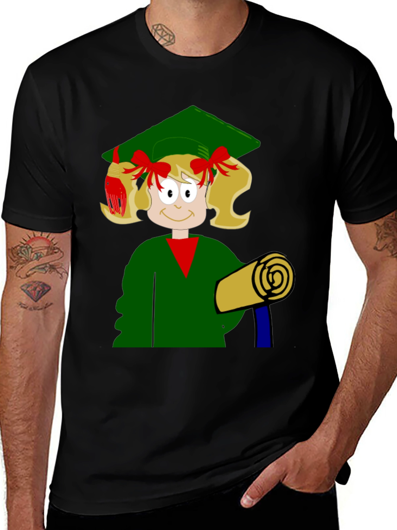 Graduation Girl Cartoon T-Shirt