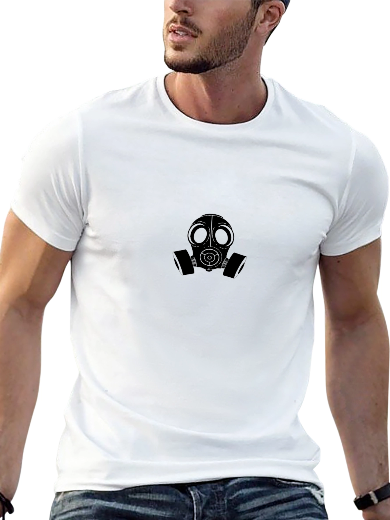 Gas Mask Graphic Tee - Black Cotton Comfort