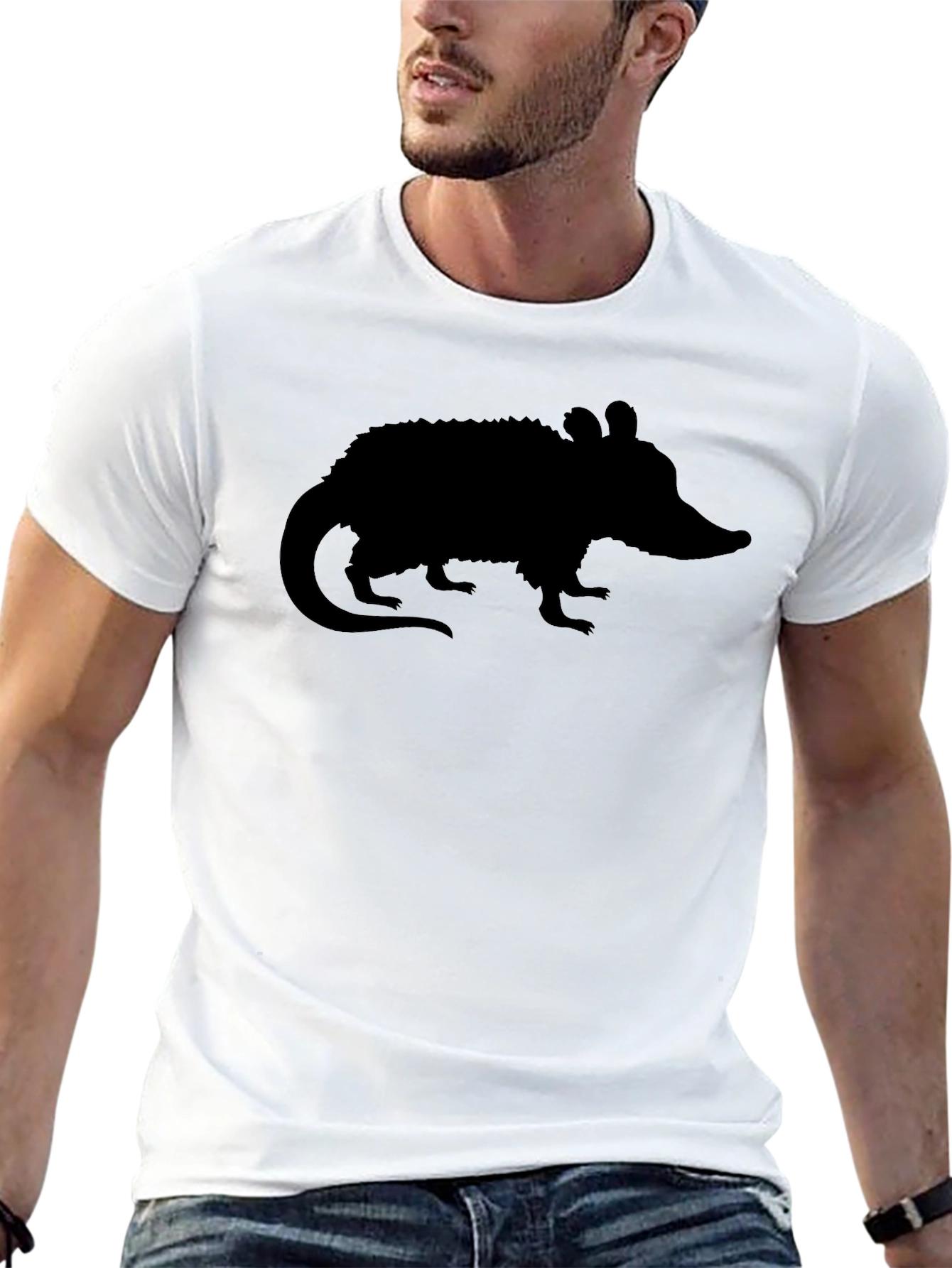Opossum Silhouette Black T-Shirt
