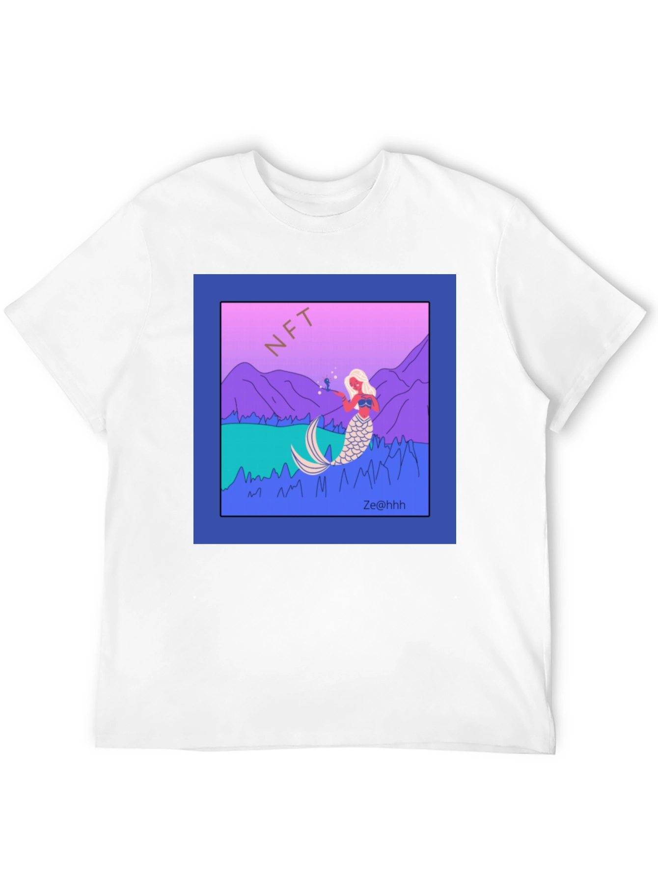 NFT Mermaid Graphic T-Shirt - Black