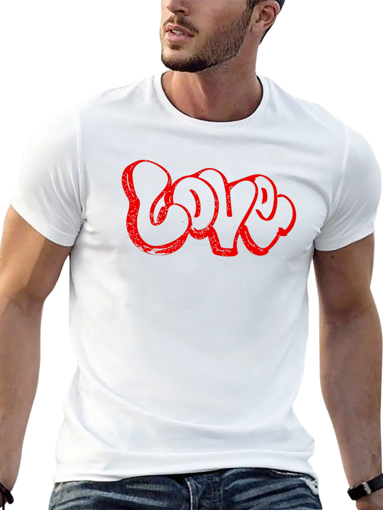 Graffiti Style Love T-Shirt - Red Print on Black