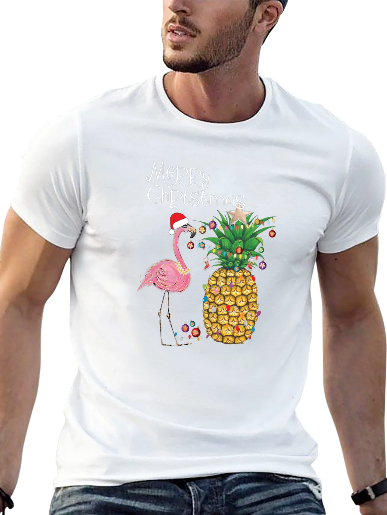 Christmas Pineapple Flamingo T-Shirt