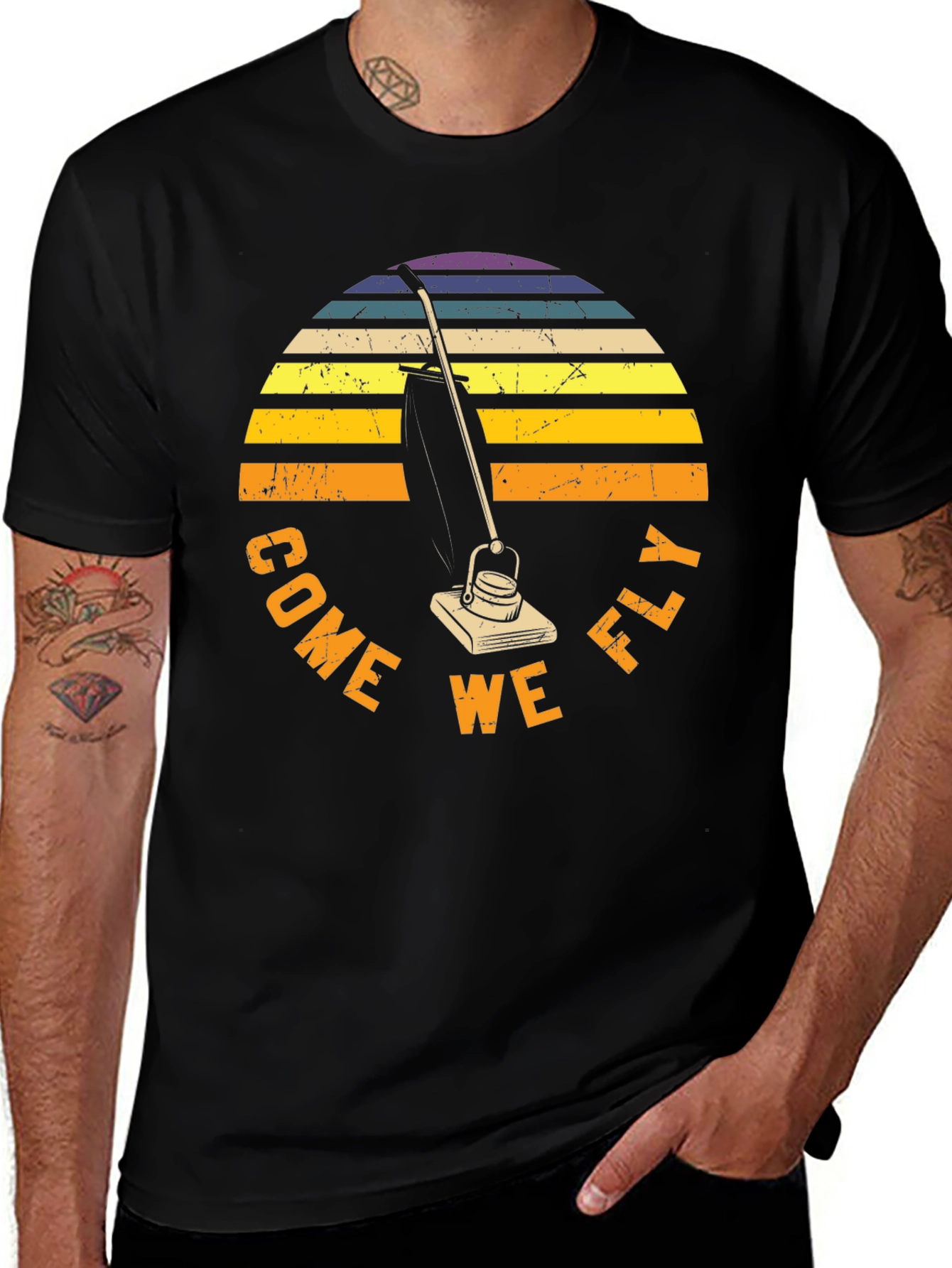 Come We Fly Vacuum T-Shirt Retro Sunset Tee